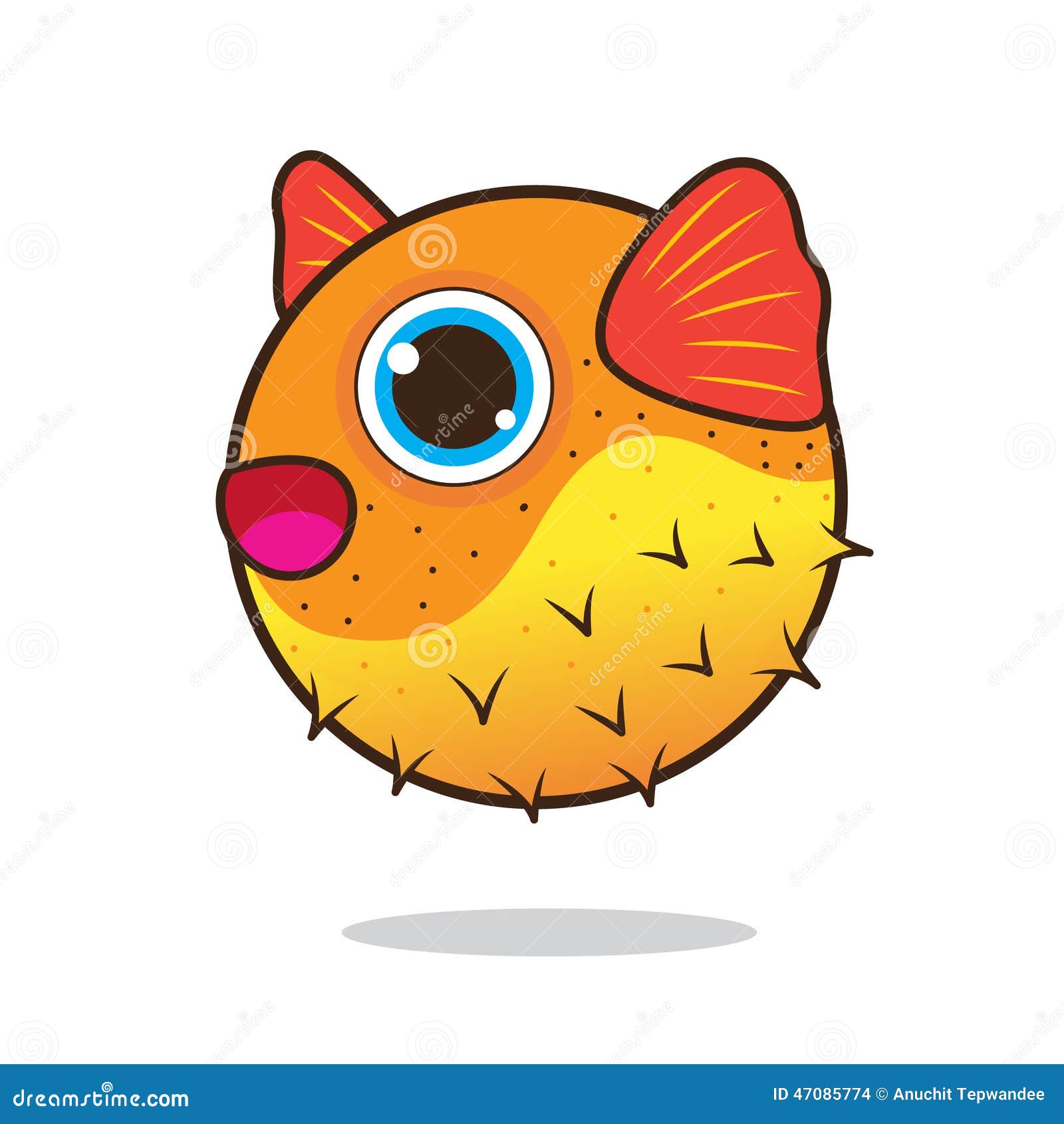 Puffer Fish Cute Cartoon Illustration 47085774 - Megapixl