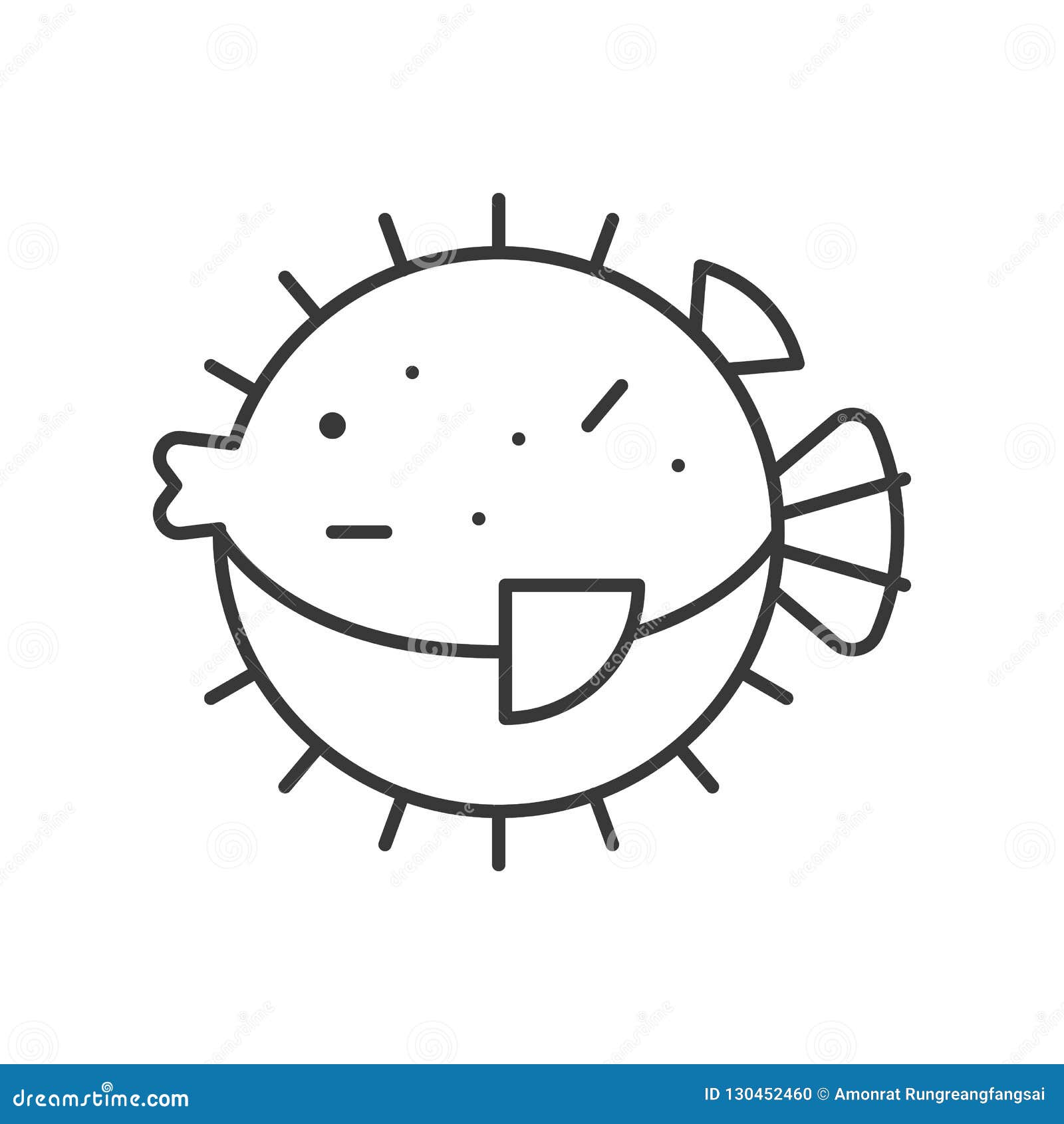 Download Puffer Fish Icon, Set Of Ocean Life, Line Design Vector ...