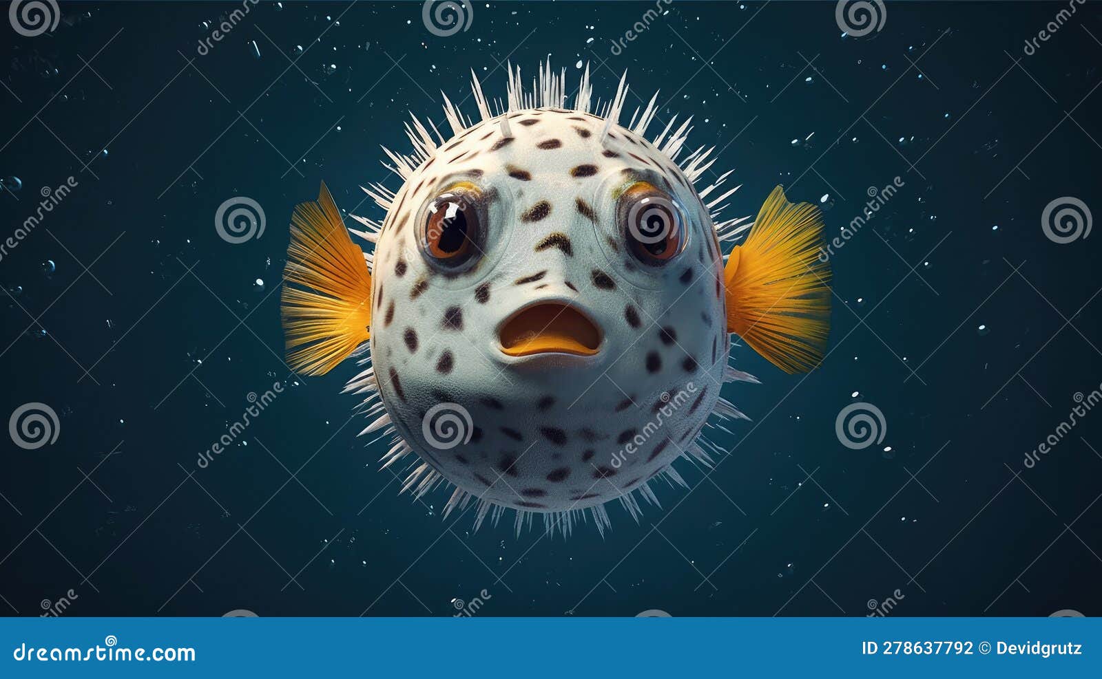 Puffer Fish Underwater. Generative AI Stock Illustration Illustration