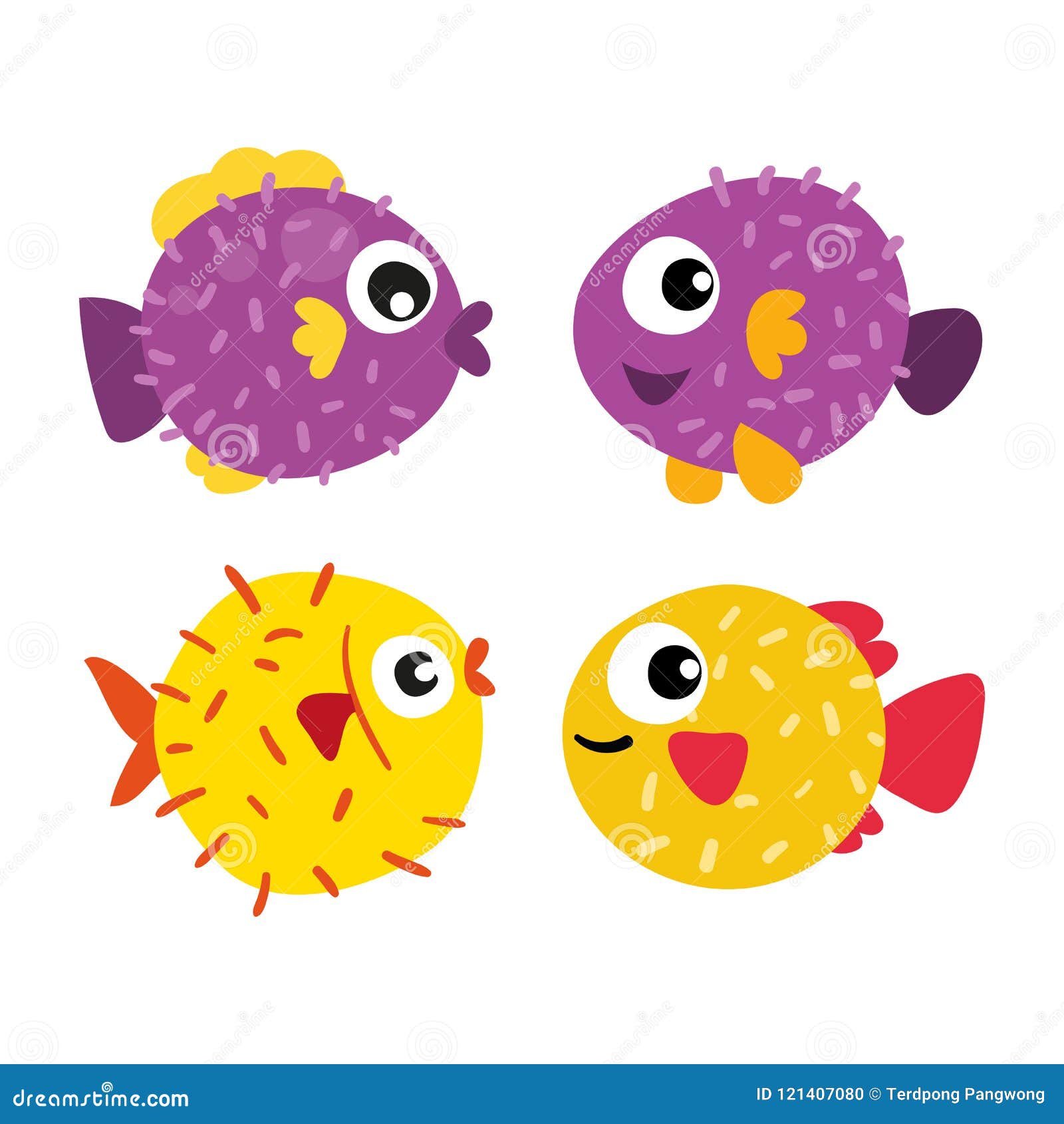 Download Puffer Fish Vector Collection Design Stock Illustration - Illustration of funny, cartoon: 121407080