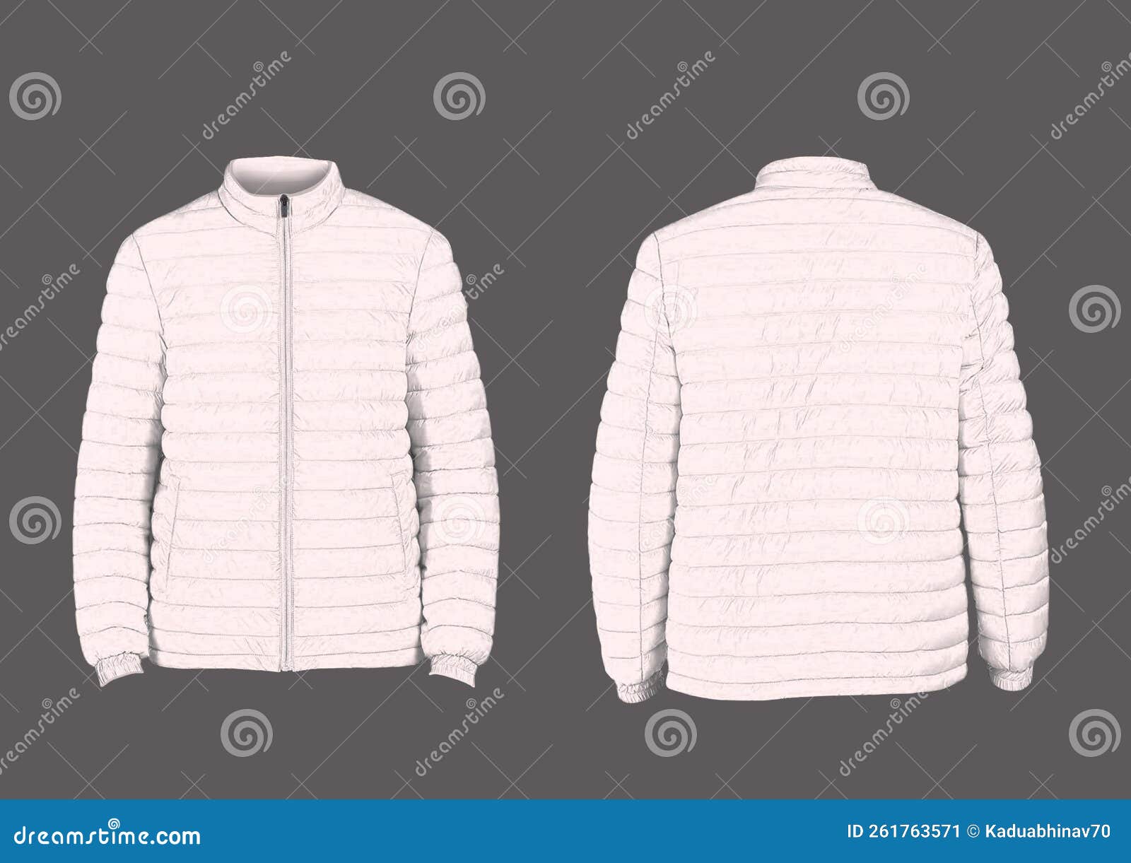 Puffer White Jacket Mockup stock illustration. Illustration of design
