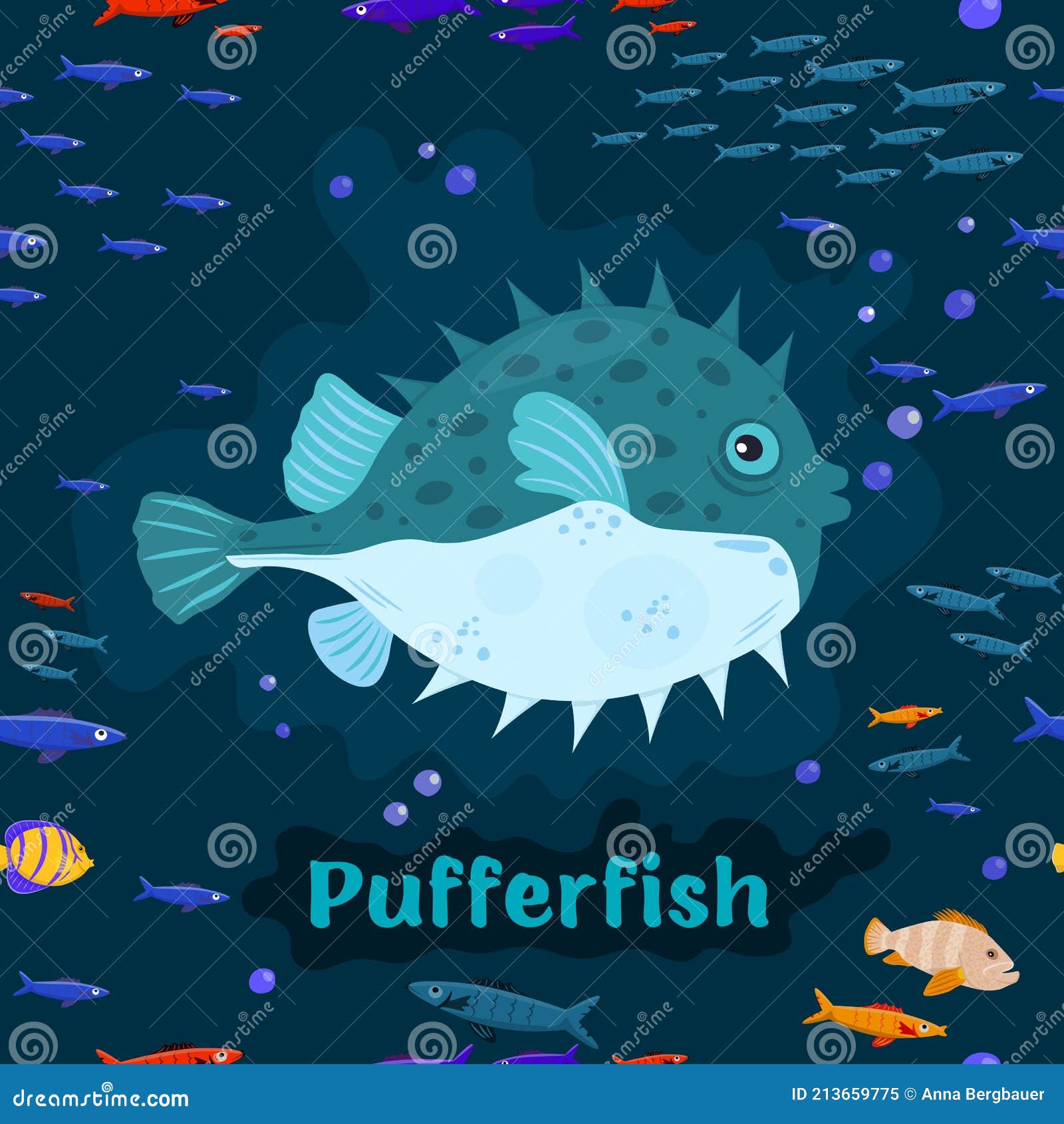 Pufferfish Endangered Fish Species Concept Vector Illustration Stock