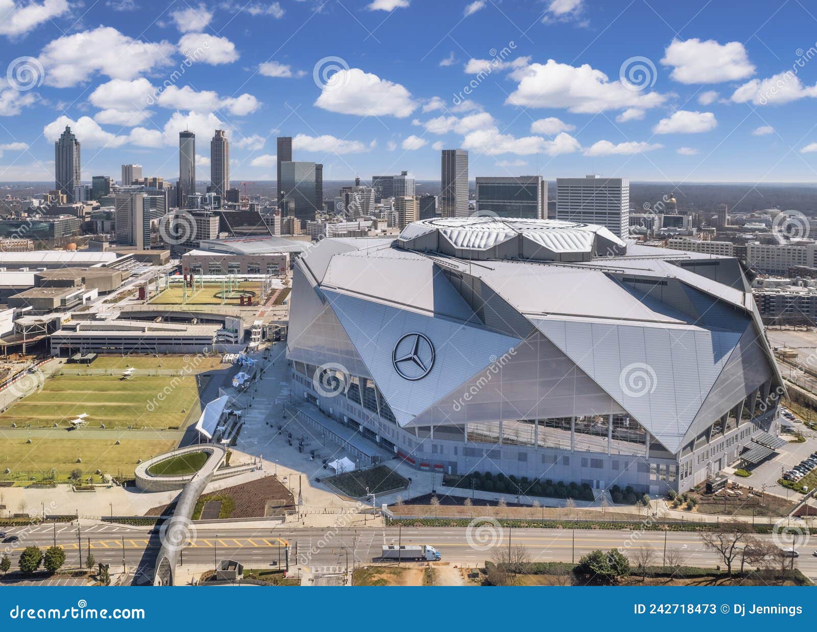 Puffy Clouds Above Mercedes Benz Stadium, Atlanta Editorial Stock Photo