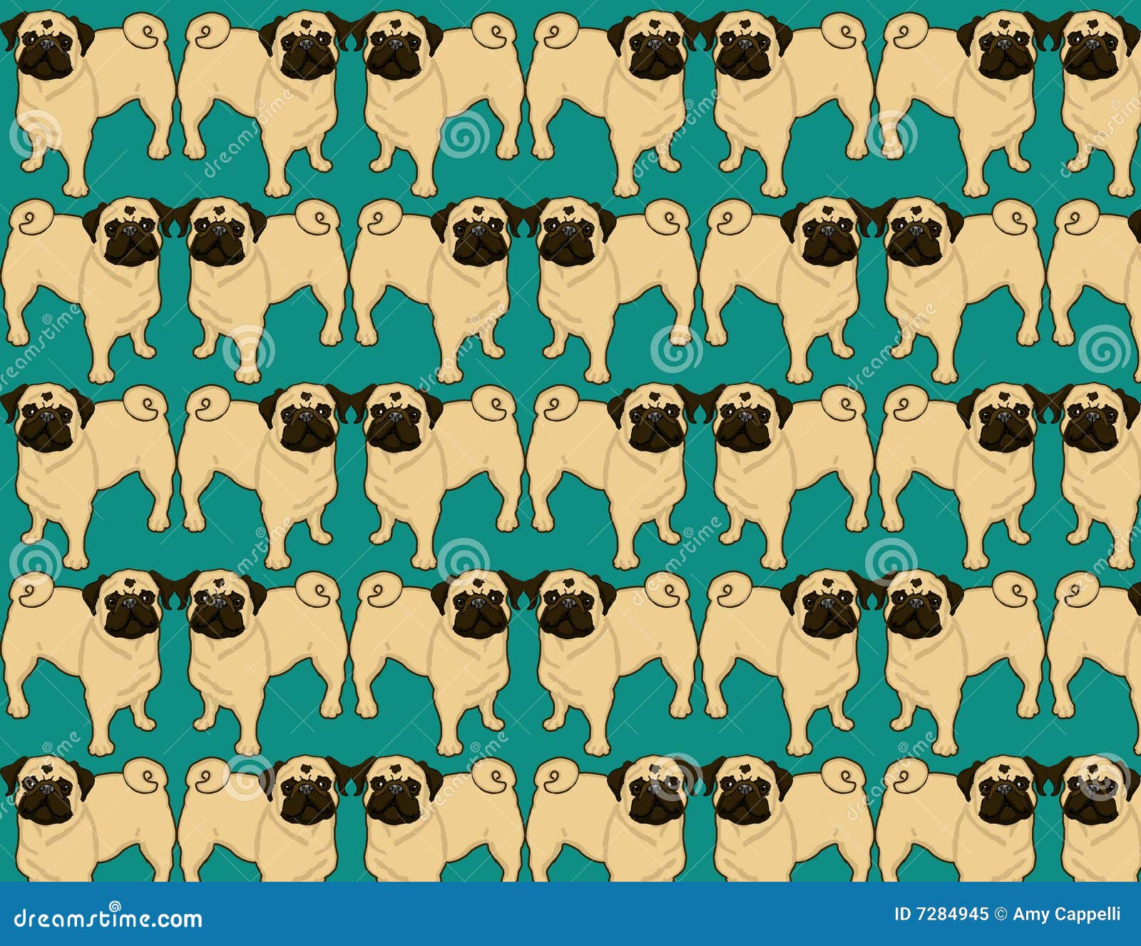 Pug Wallpaper stock illustration. Illustration of pets - 7284945
