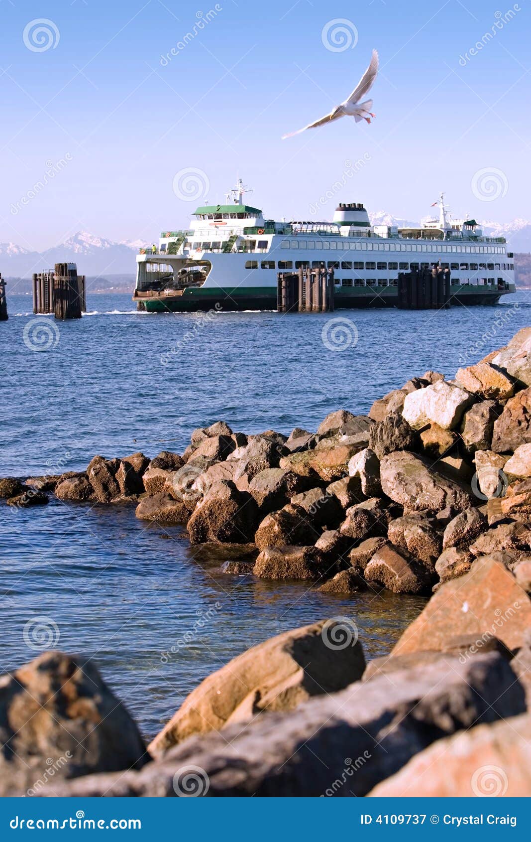 puget sound ferry and shoreline