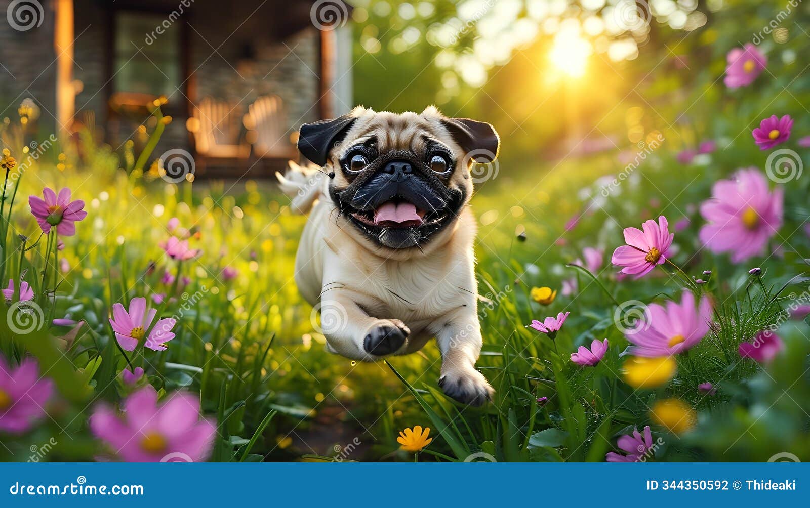 puggy joy ride - a flowery adventure, generative ai