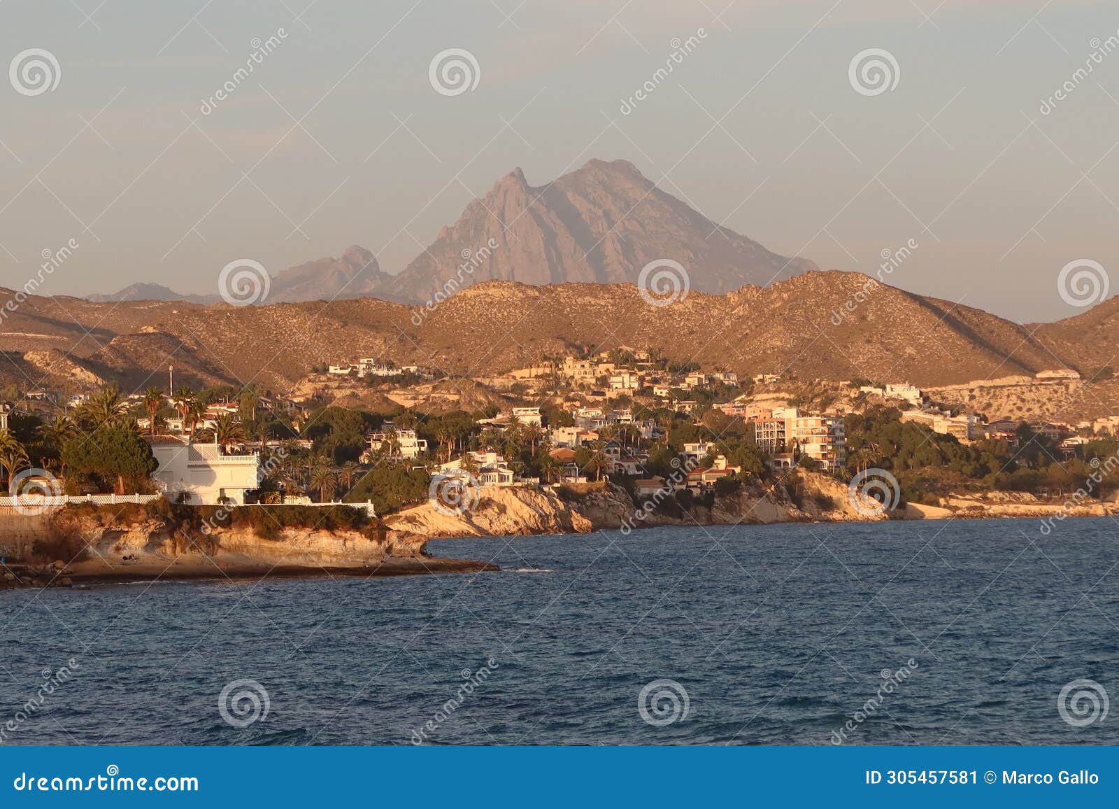 puig campana mountain seen from the mediterranean sea