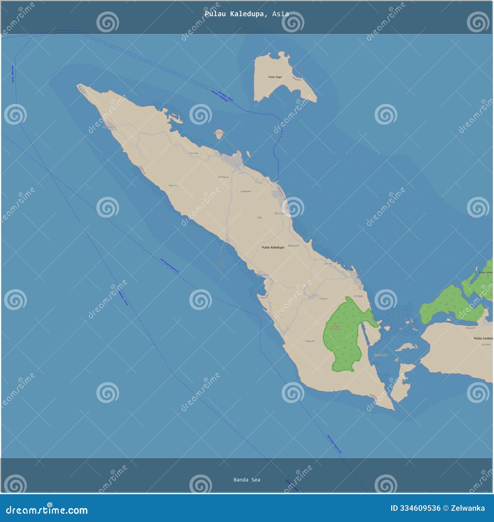 pulau kaledupa, indonesia, cropped to square. topo standard
