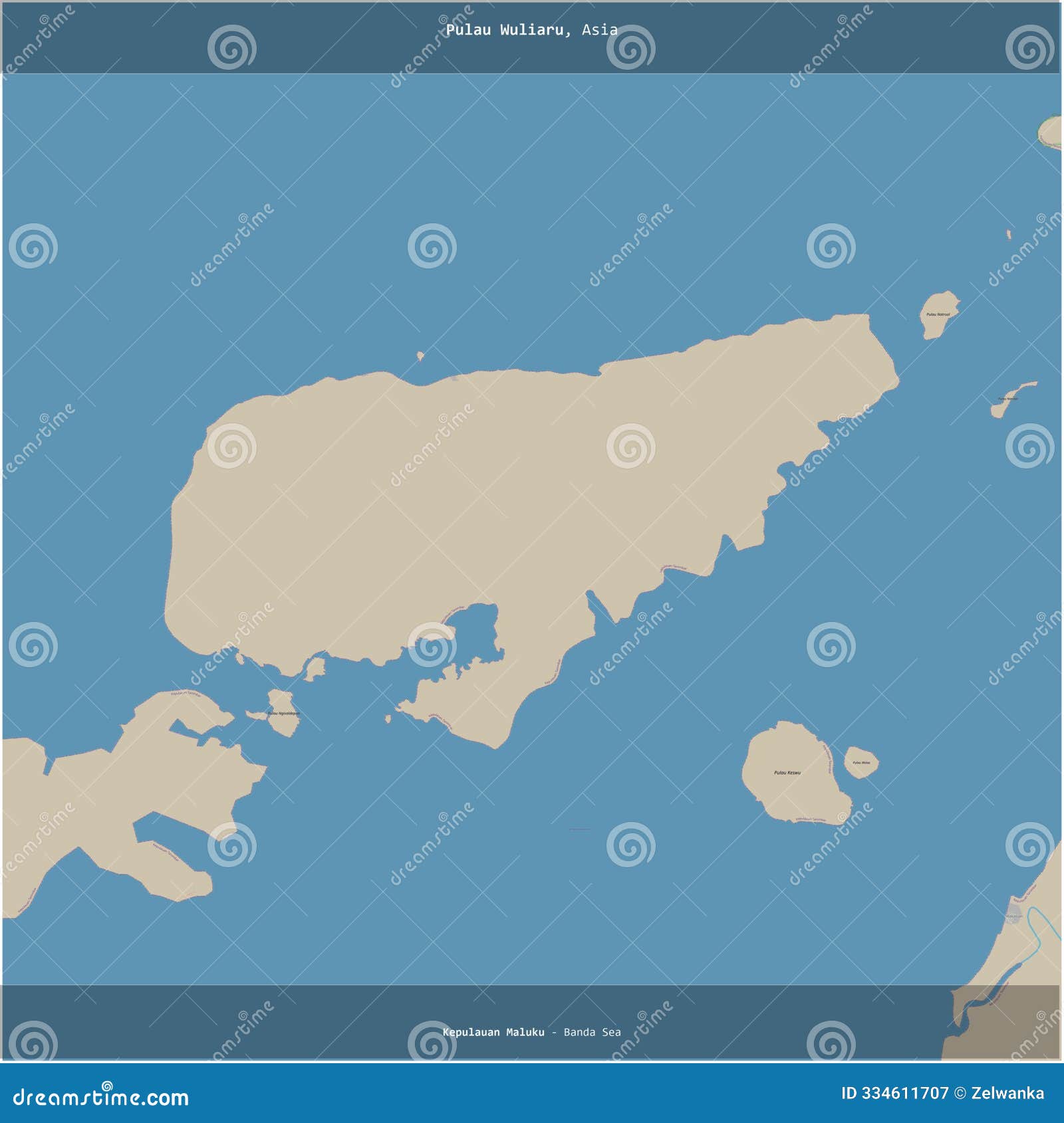 pulau wuliaru, indonesia, cropped to square. topo standard