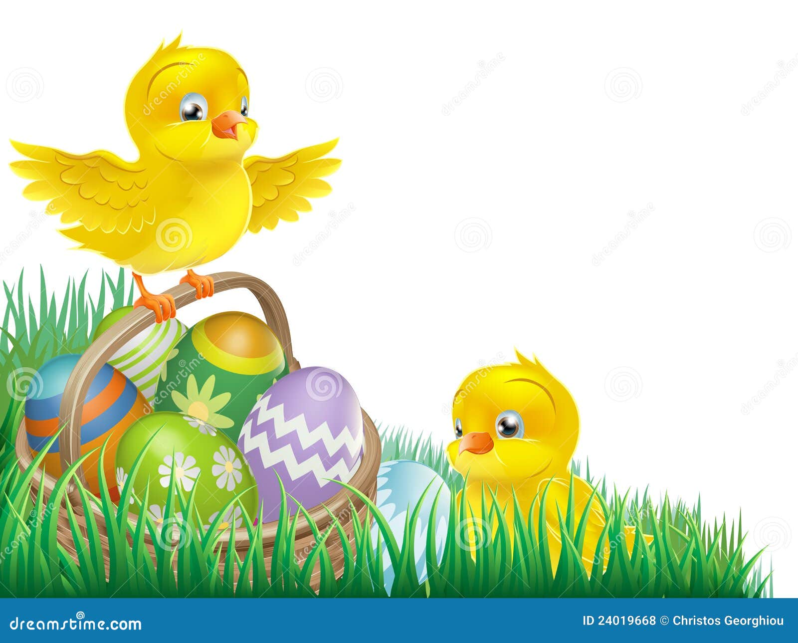 Pulcini Di Pasqua E Cestino Dell'uovo Illustrazione Vettoriale -  Illustrazione di cestino, sfondo: 24019668