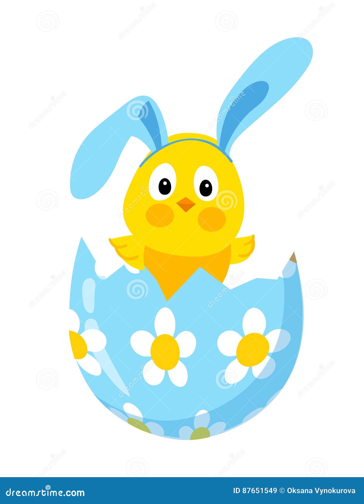 Pulcino Divertente Di Pasqua Con Le Orecchie Del Coniglietto In Un Uovo Illustrazione Vettoriale Illustrazione Di Celebrazione Carattere