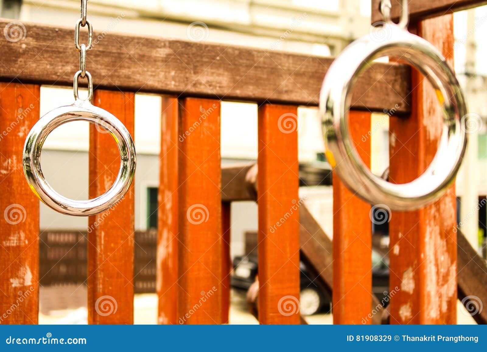 Pull Up Bar Playground on Yard in the Park. Stock Image - Image of