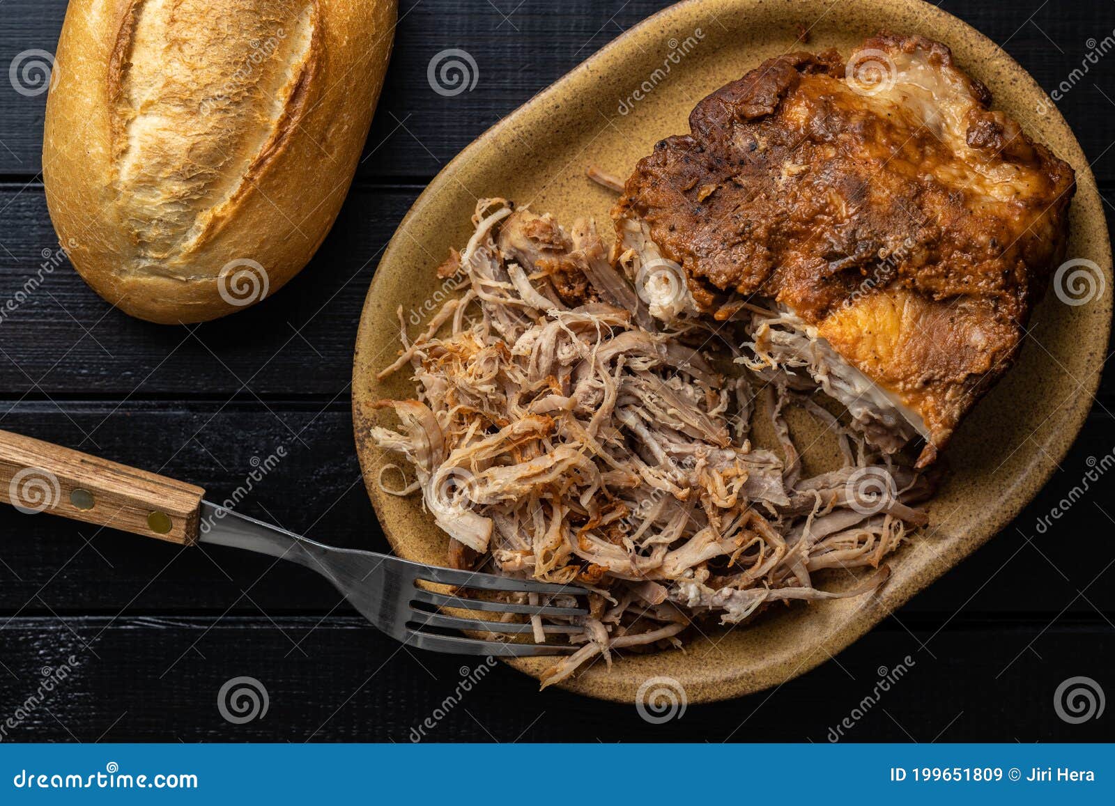Pulled pork meat stock image. Image of american, delicious 199651809