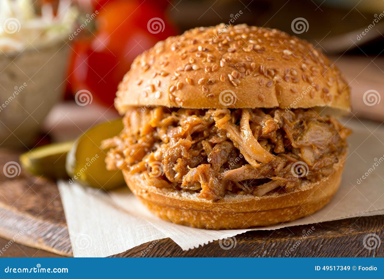 Pulled Pork Sandwich stock image. Image of pull, sandwich 49517349