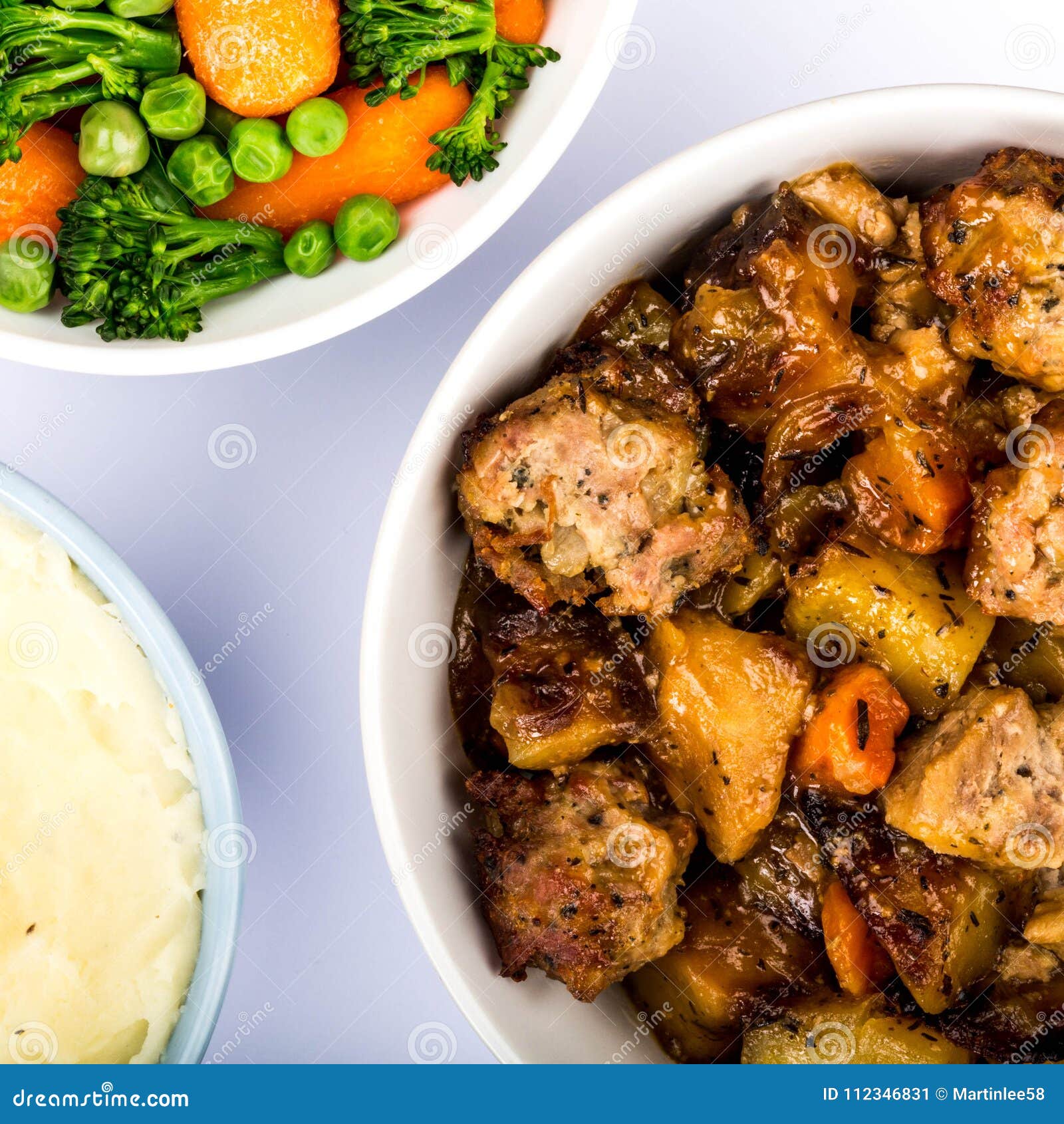 Pulled Pork and Stuffing with Root Vegetables Stock Image Image of