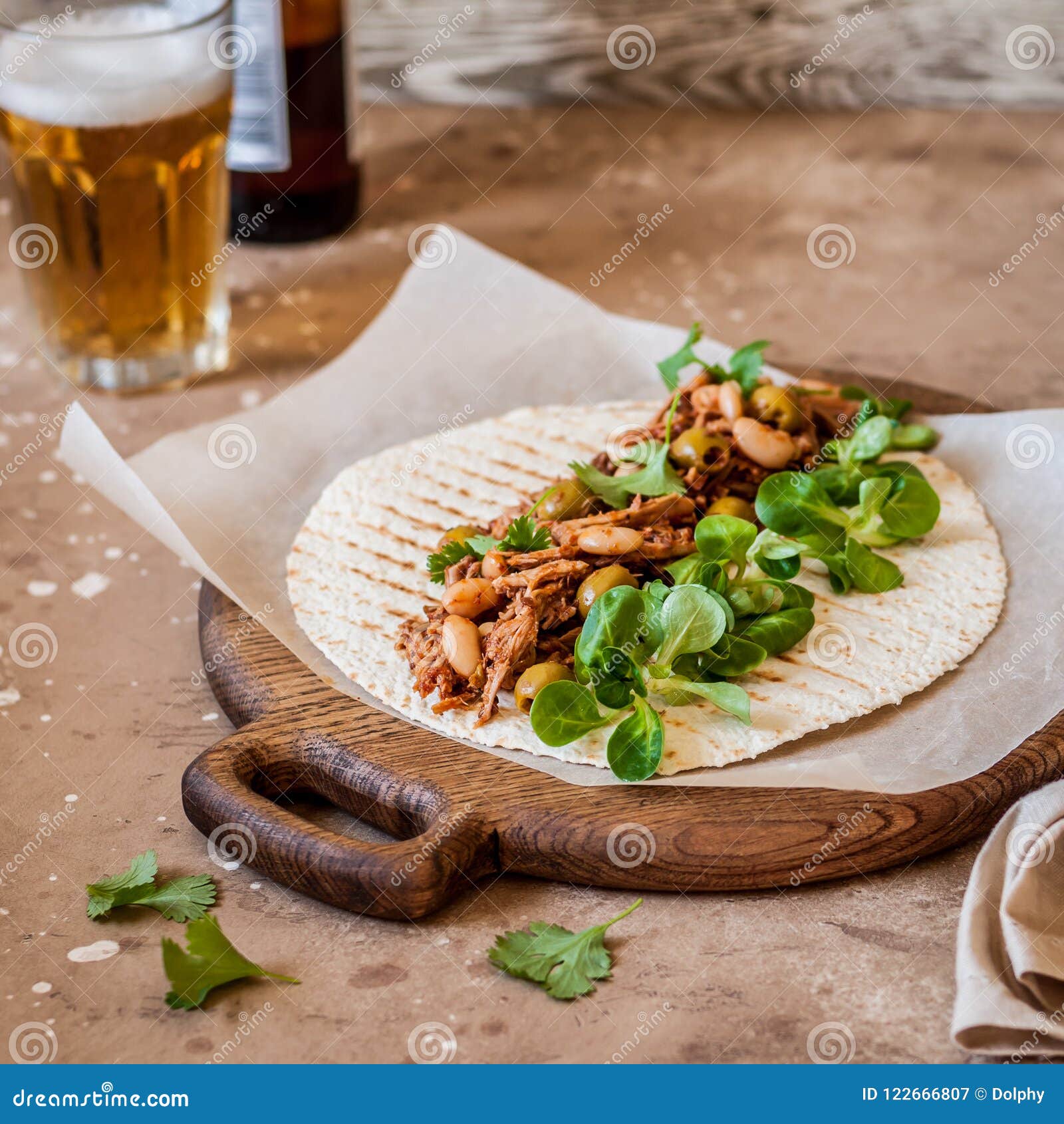 Pulled Pork Tortilla Wraps stock image. Image of lunch 122666807
