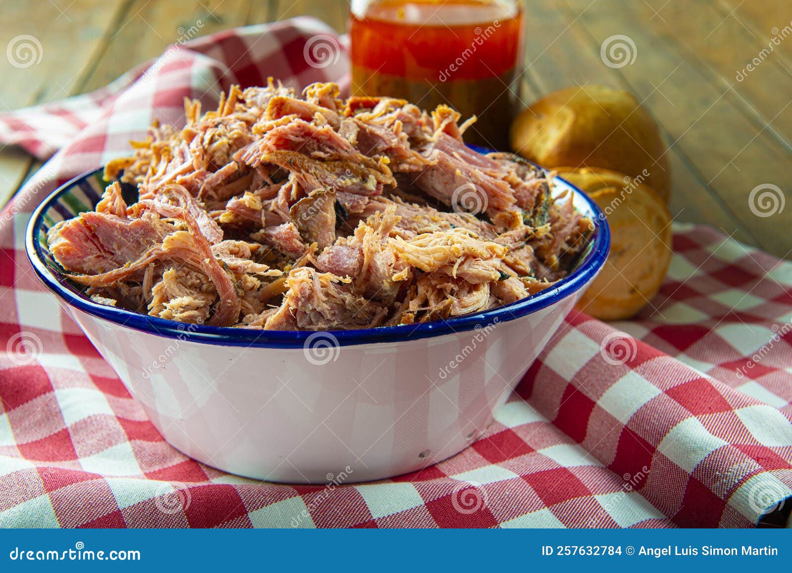 Pulled Pork with Vinegar Barbecue Sauce Stock Photo Image of eating