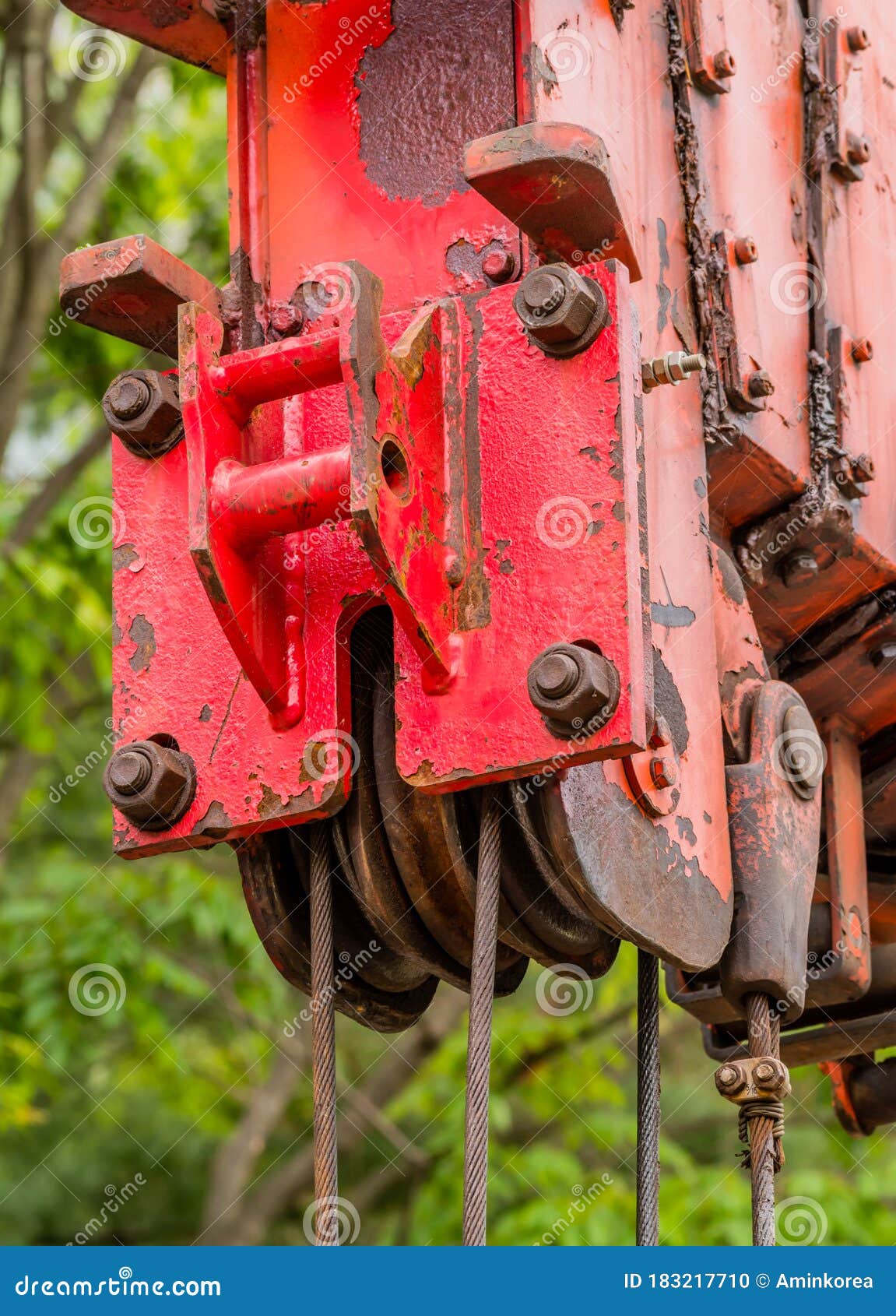 Pulley Assembly on Red Industrial Crane Stock Photo Image of heavy