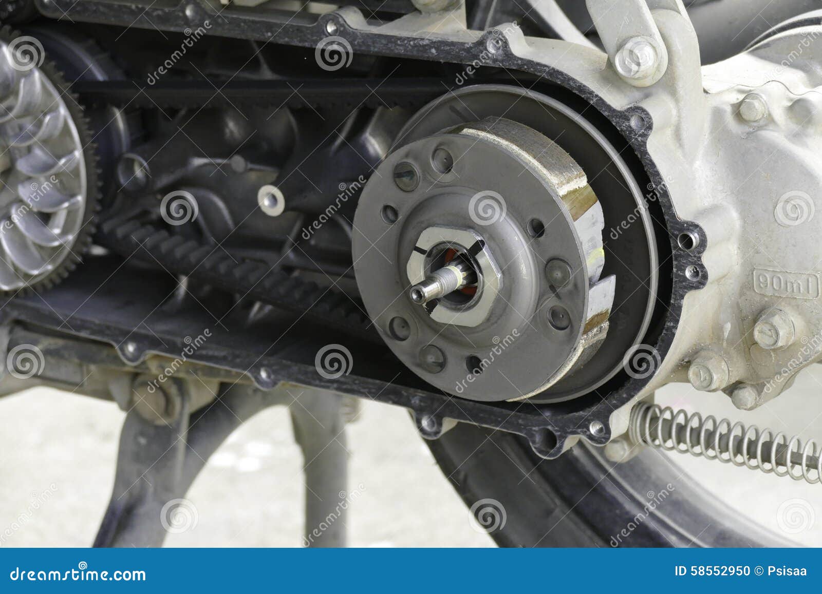 The Pulley and Belt of Motorcycle Stock Photo Image of power, rusty