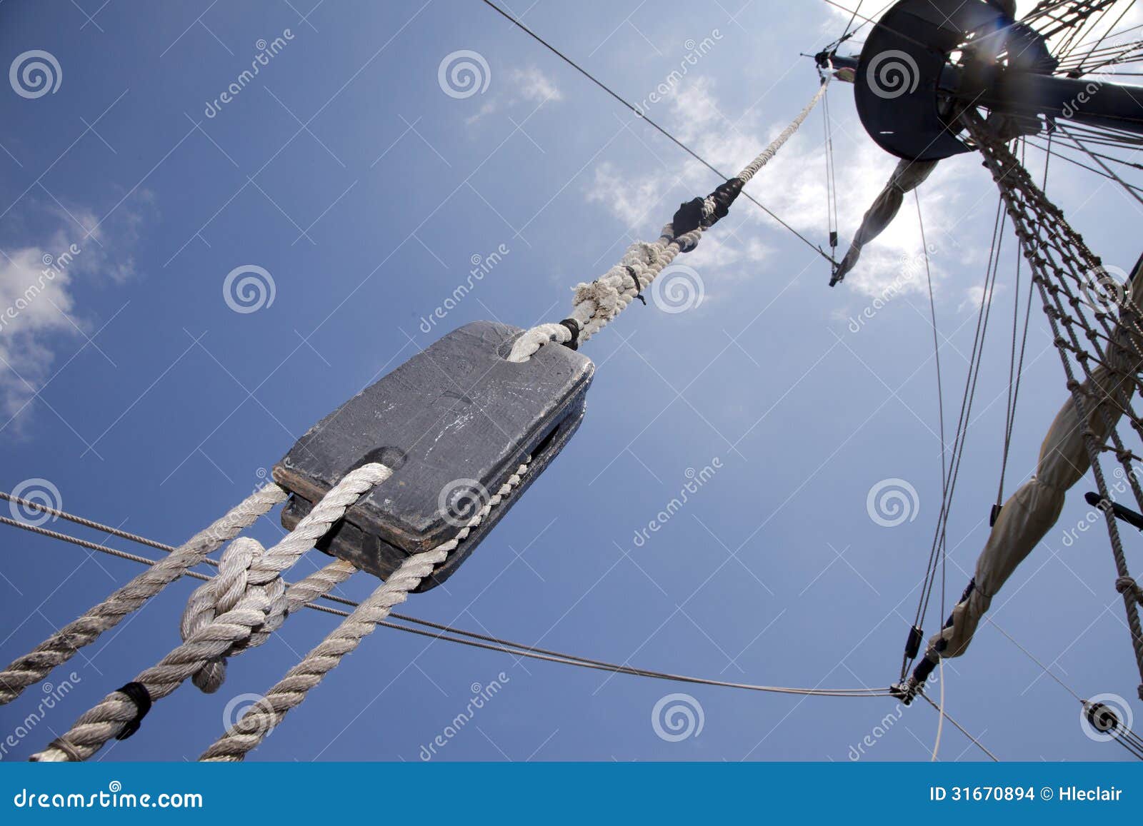 Pulleys, mast and sails stock photo. Image of view, point - 31670894