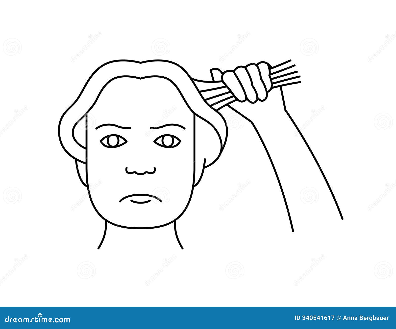 pulling hair icon in outline style. trichotillomania linear pictogram.