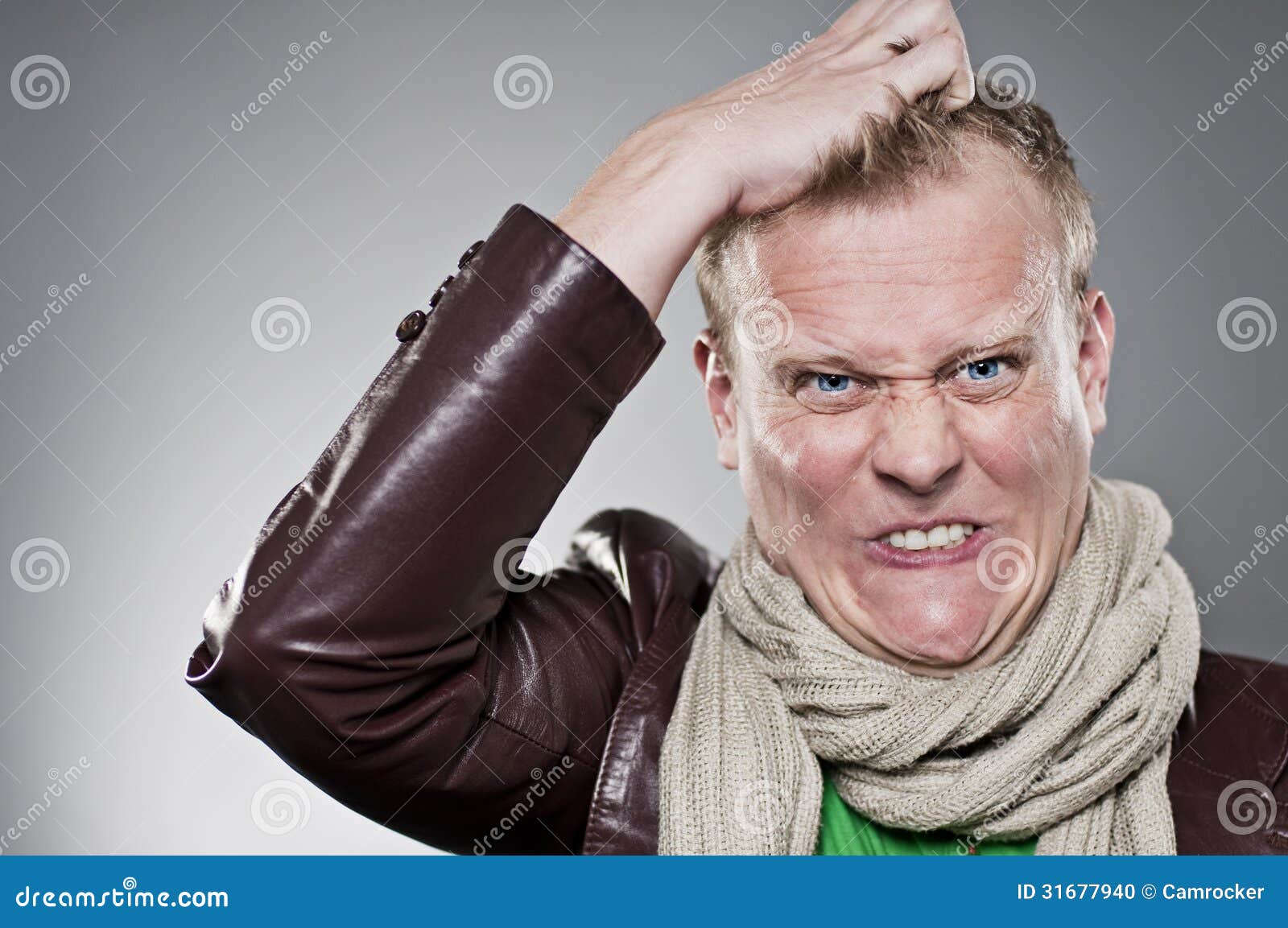 Pulling His Hair Out Portrait Stock Photo Image 31677940