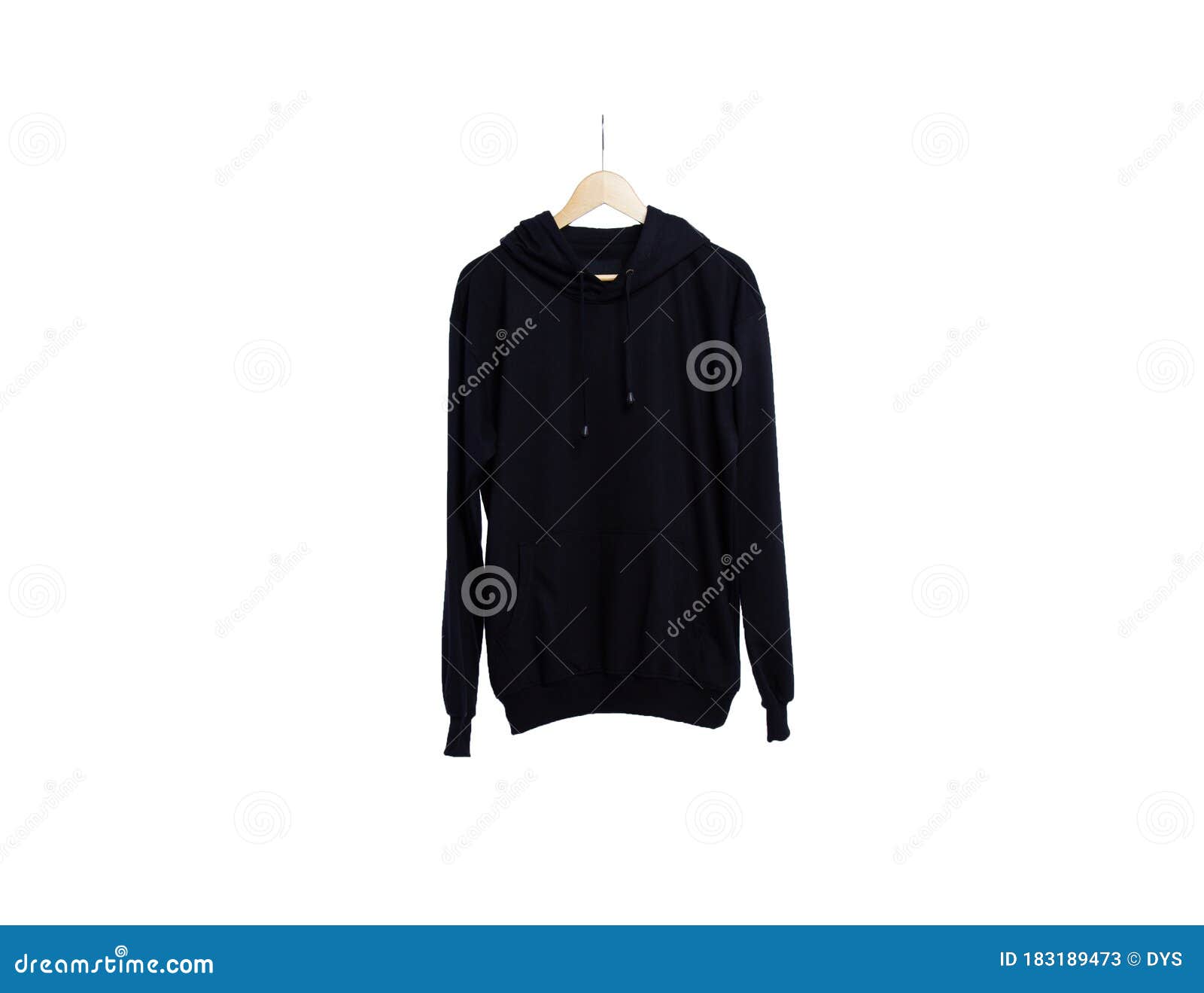 Download Pullover Hoodie Front View On Wood Hanger With Black Color ...