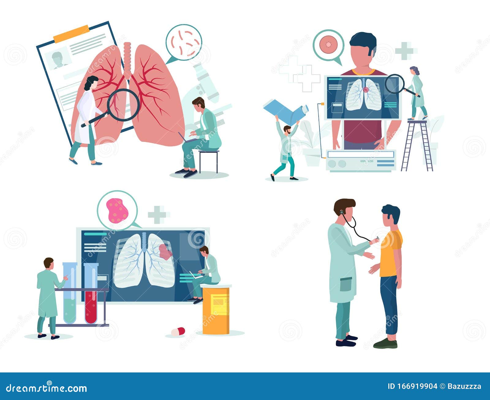 pulmonology or respiratory medicine icon set,  