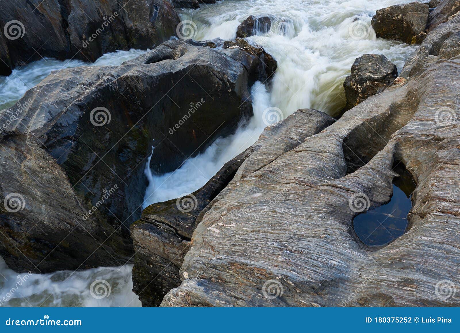 pulo do lobo waterfall with river guadiana and rock details in mertola alentejo, portugal