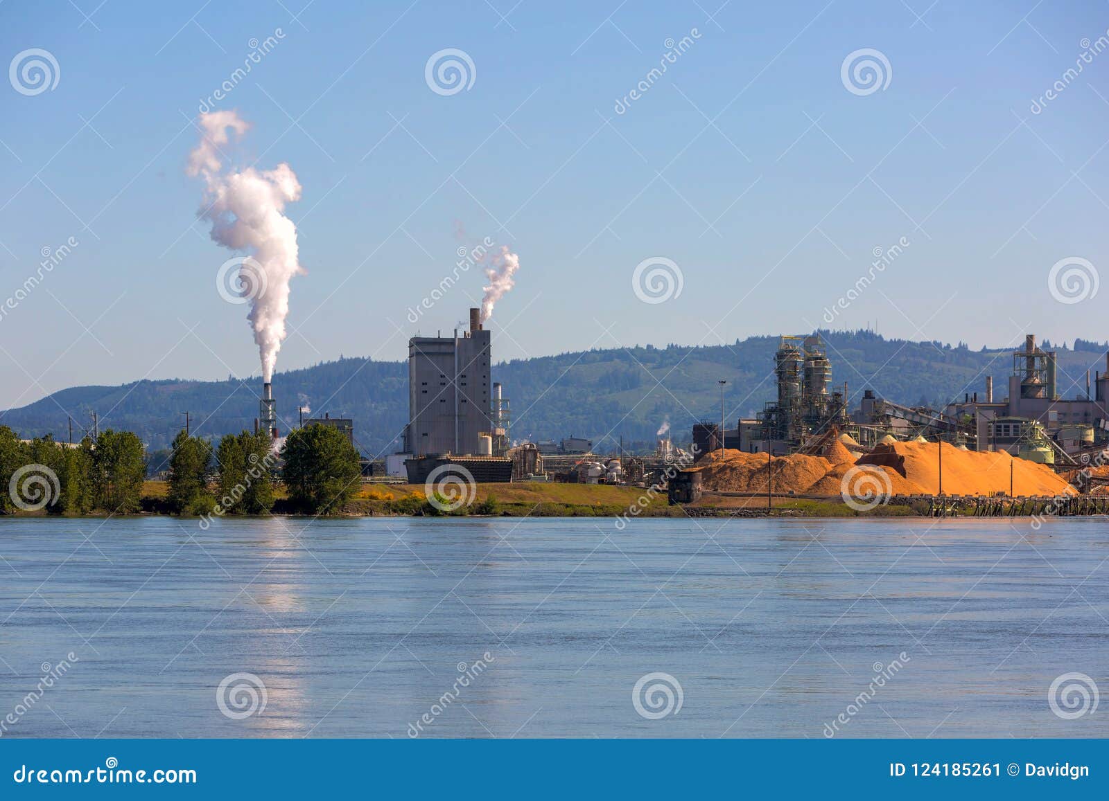 Paper Mill Along Columbia River in Washington State Stock Image Image