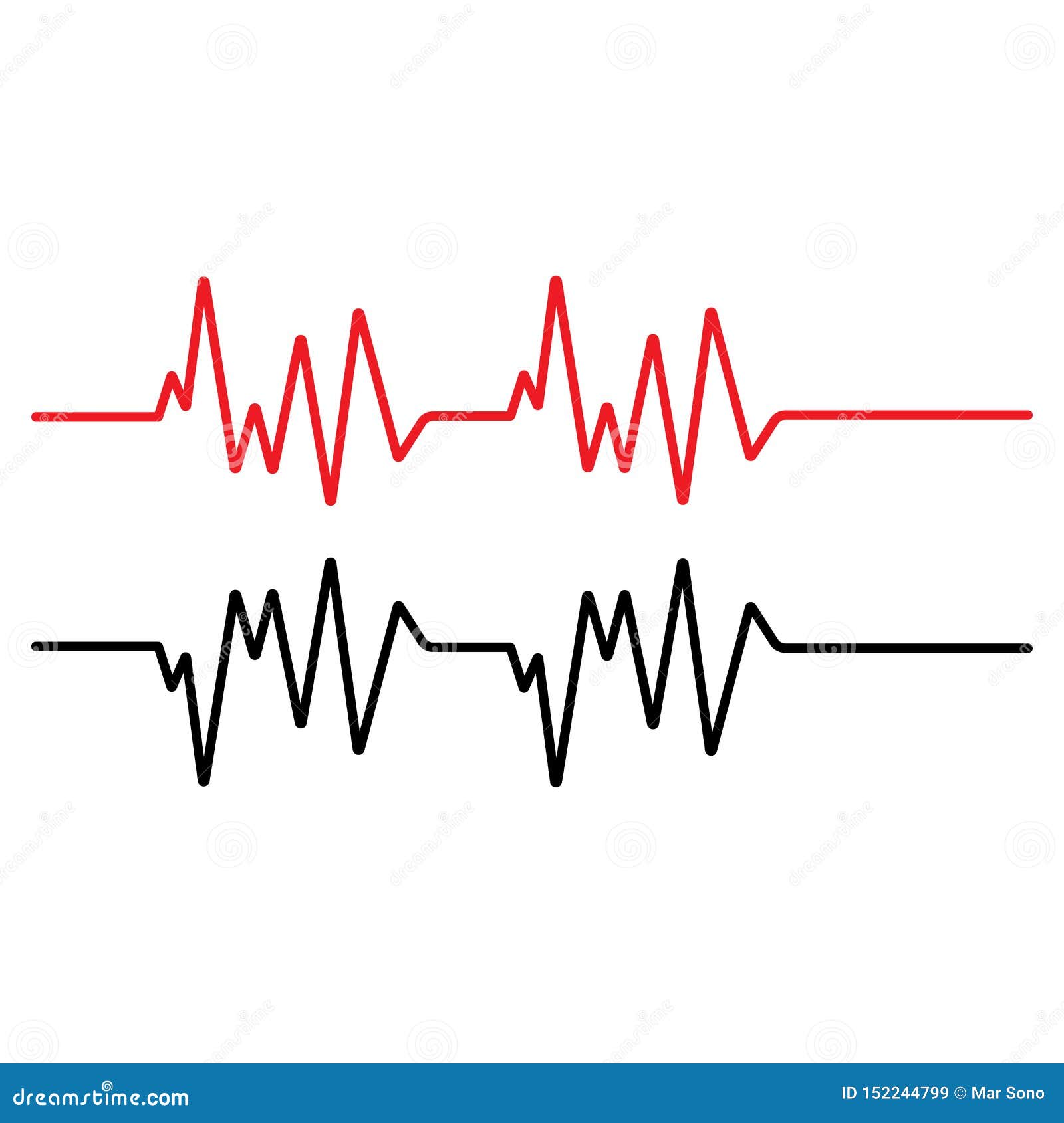 Pulse Line Ilustration Vector Template Red Stock Vector - Illustration ...