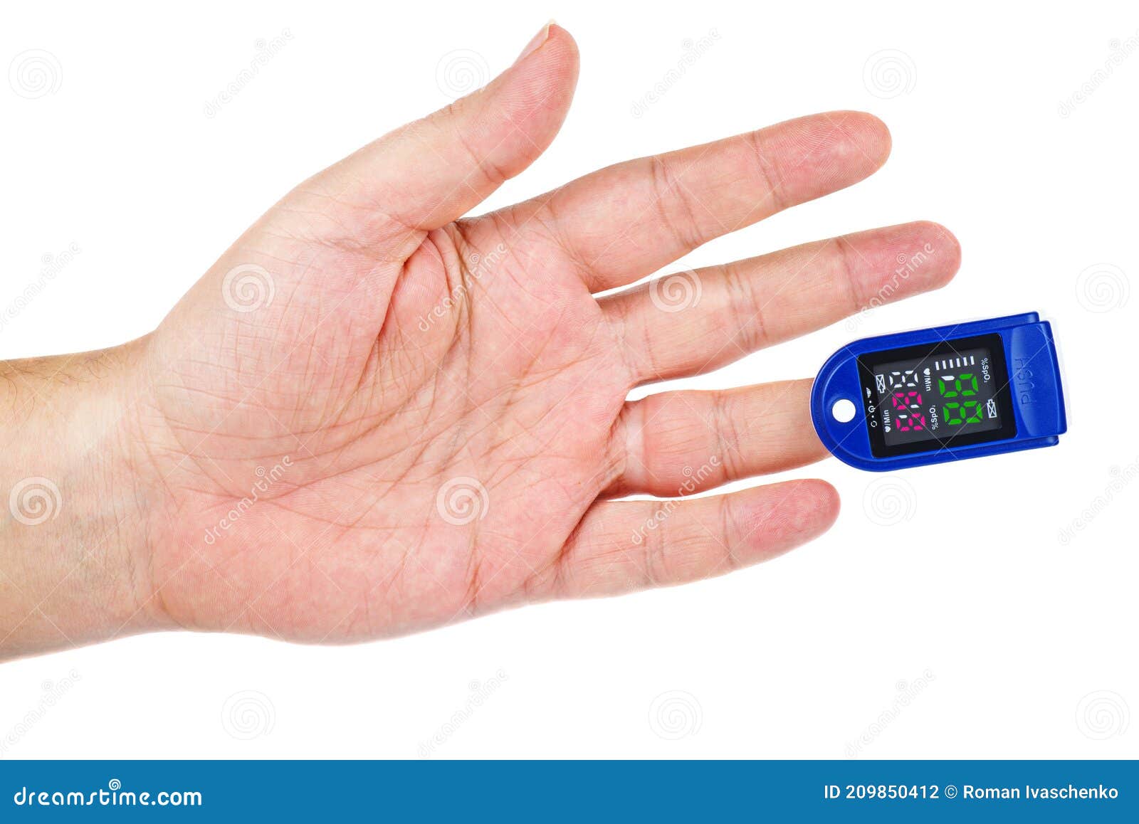 Pulse Oximeter Portable .Oxygen Saturation is Normal Stock Photo