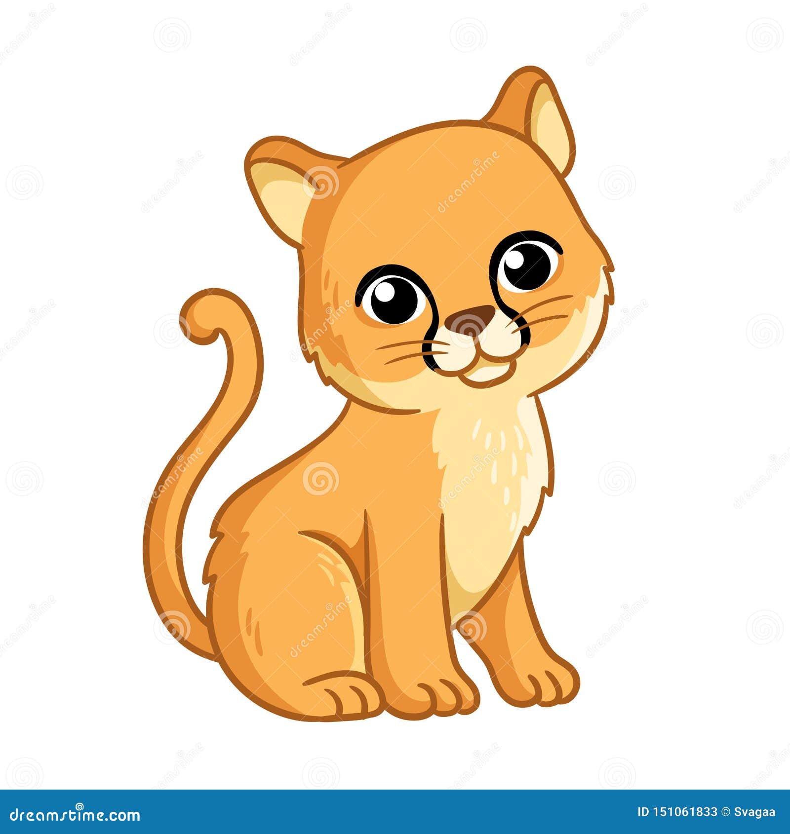 Puma in Cartoon Style is Sitting on a White Background Stock Illustration -  Illustration of cute, animal: 151061833