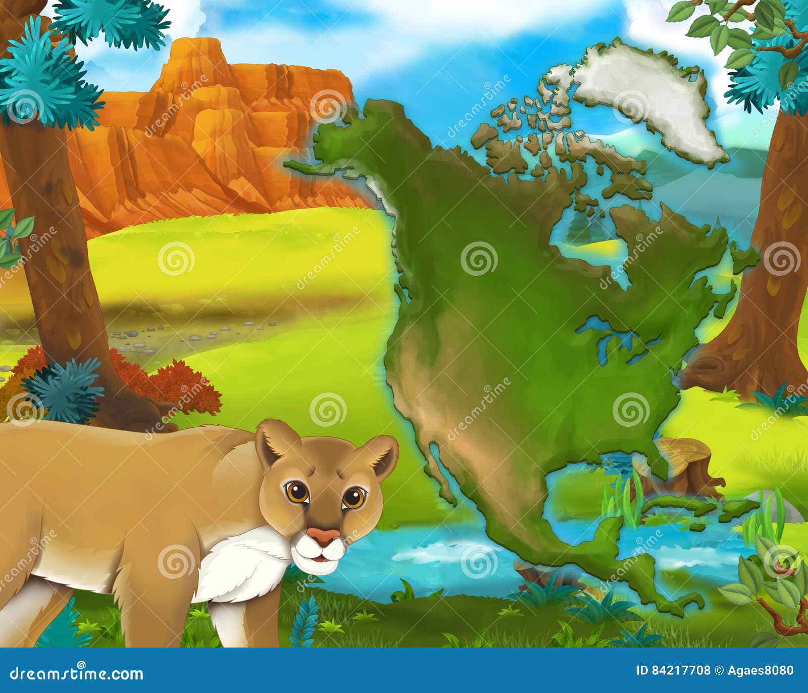 De Historieta Con El Mapa Continente Stock ilustración - Ilustración de fauna, sonriente: