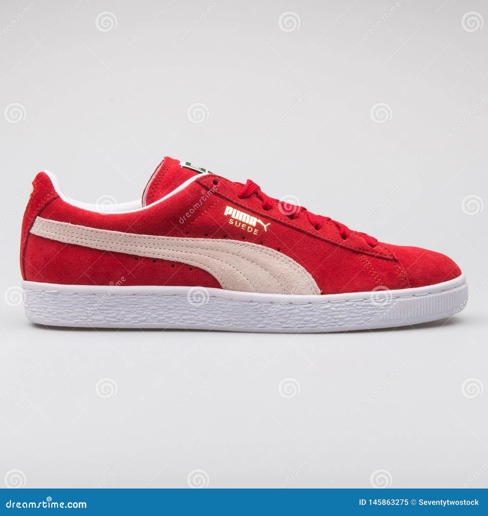 Puma Suede Classic Red Editorial Image - Image of sole, lifestyle: 145863275