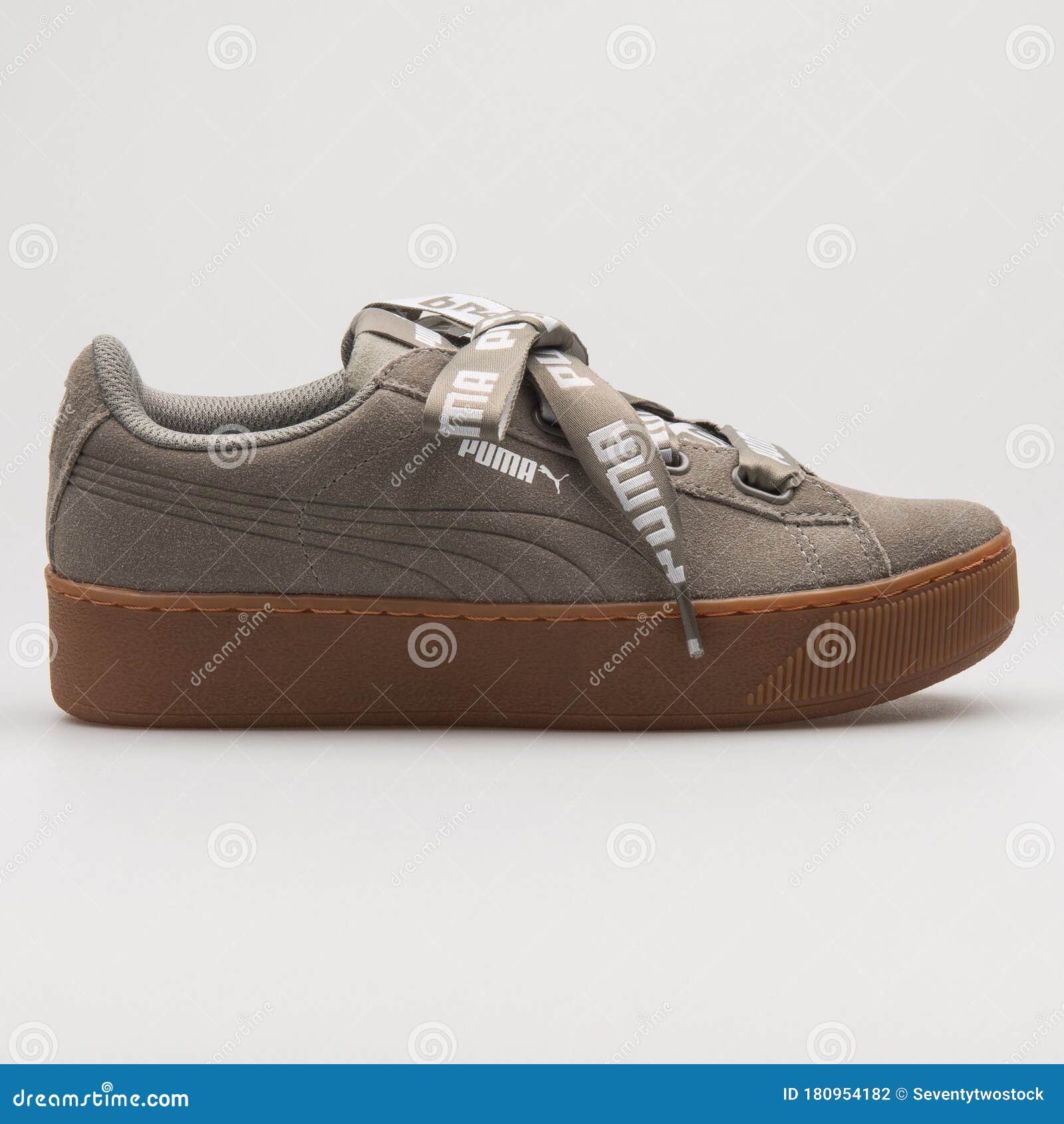 Puma Vikky Platform Ribbon Grey Brown Sneaker Photography - Image of grey, sneaker: 180954182