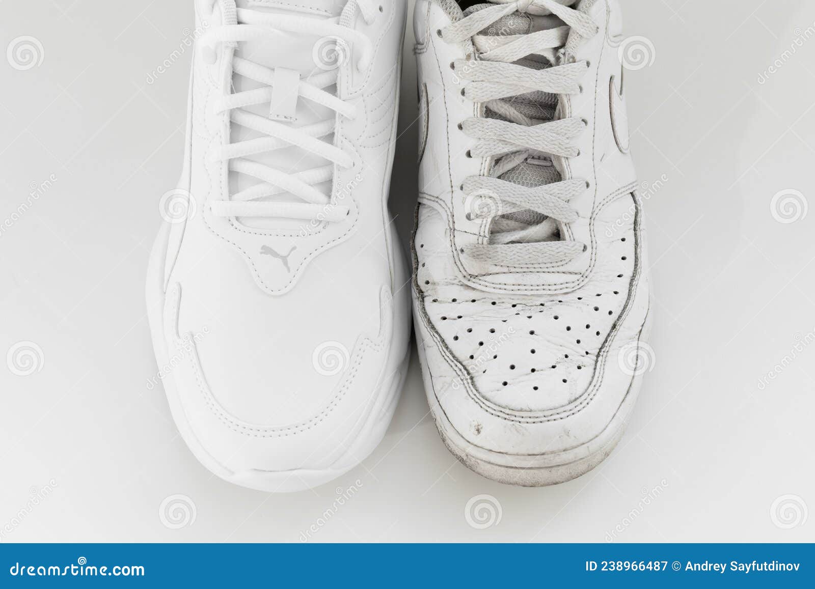 Adaptar solapa de múltiples fines Puma Y Nike. Zapatillas Antiguas Y Nuevas Blancas Con Cordones Sobre Fondo  Blanco. Fotografía editorial - Imagen de ropas, lifestyle: 238966487