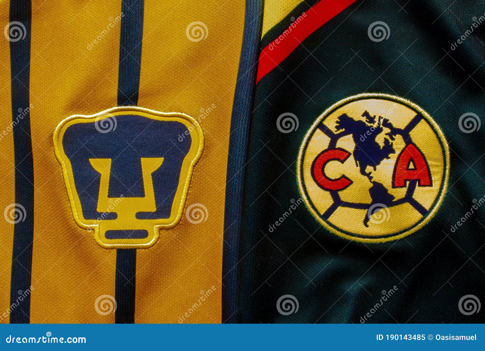 Pumas UNAM Vs Club America Football Soccer Close Up To Their Logo on a  Jersey Editorial Image - Image of uniform, sport: 190143485