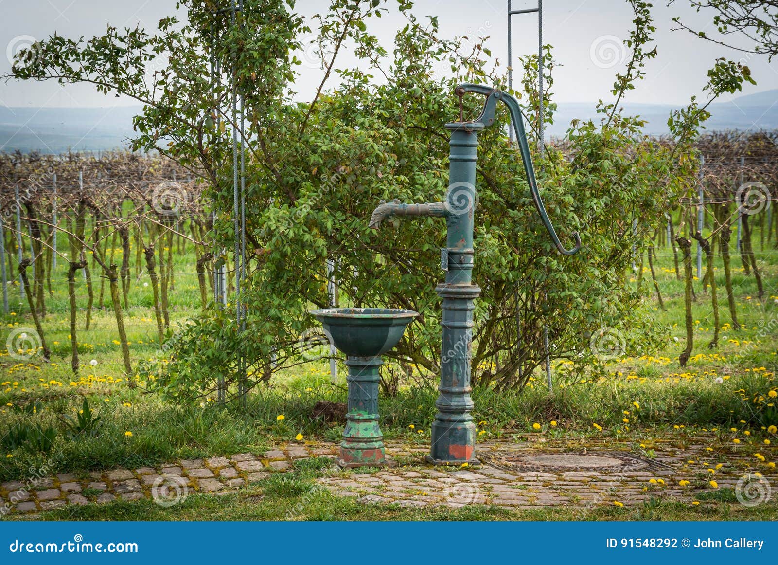 Pump Along the Vineyard stock photo. Image of splash 91548292