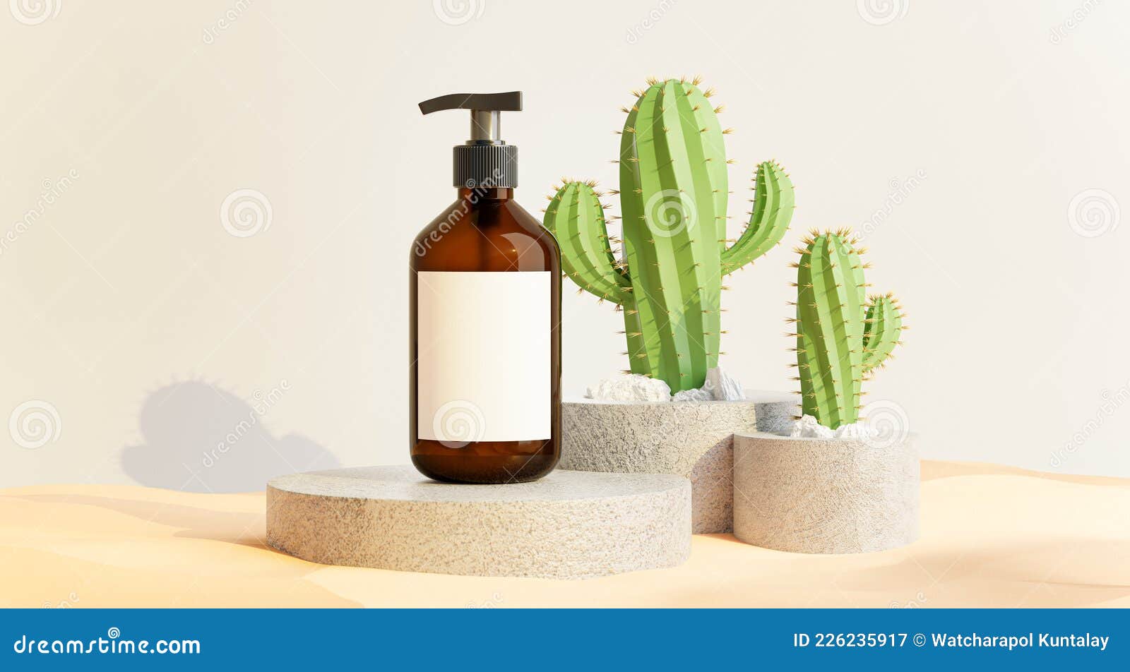 Rodet Radioaktiv Forbedre Pump Bottle with Concrete Podium,cactus for Your Product Display Stock  Illustration - Illustration of object, cosmetic: 226235917
