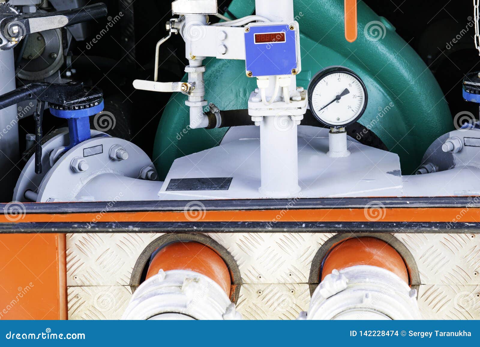 Pump Compartment of Fire Engine with a Pump and Communications Located