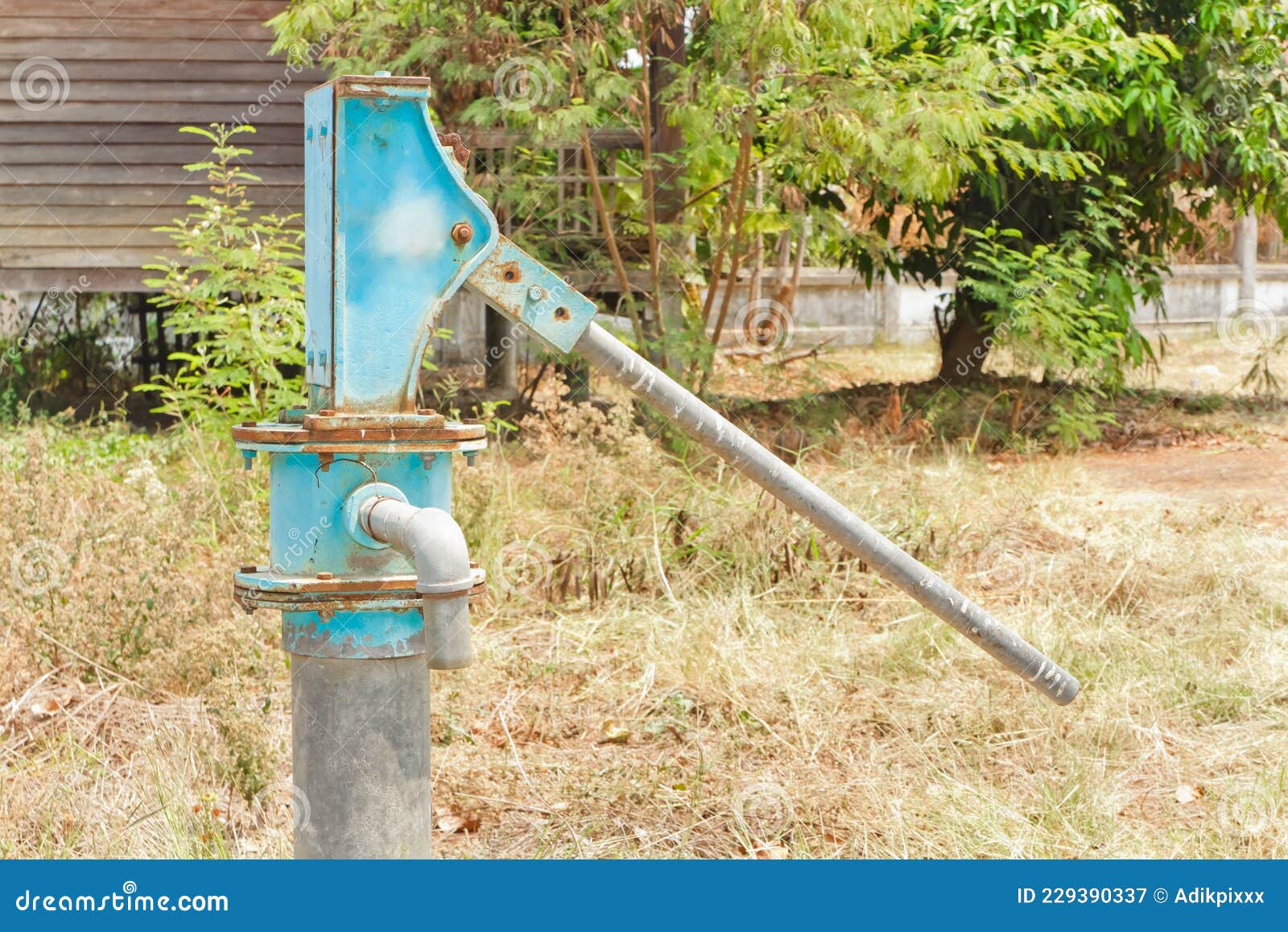 Antique Groundwater Well Manual Lever Pump At Outdoor In Alley Of