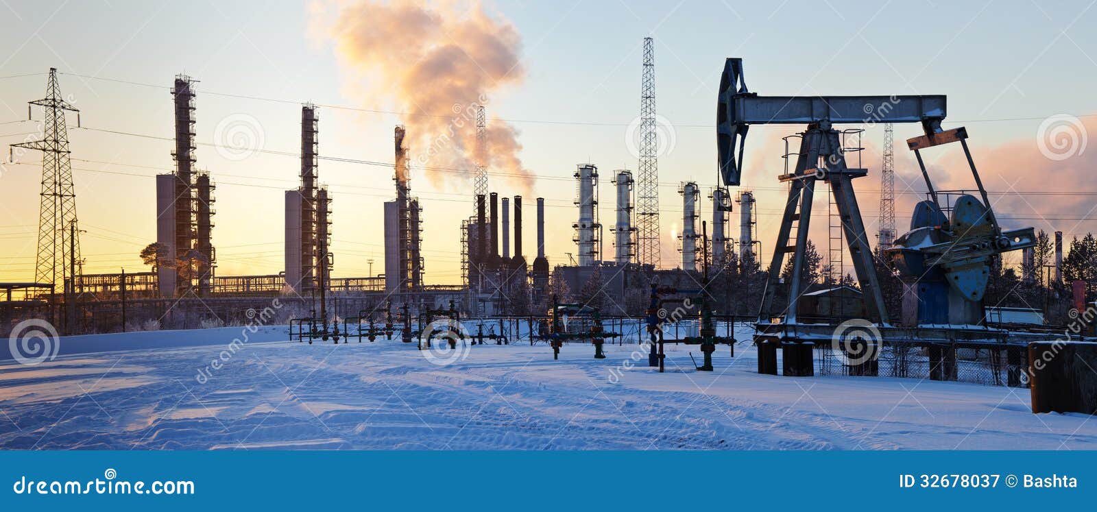 Pump Jack and Grangemouth Refinery. Stock Image Image of platform