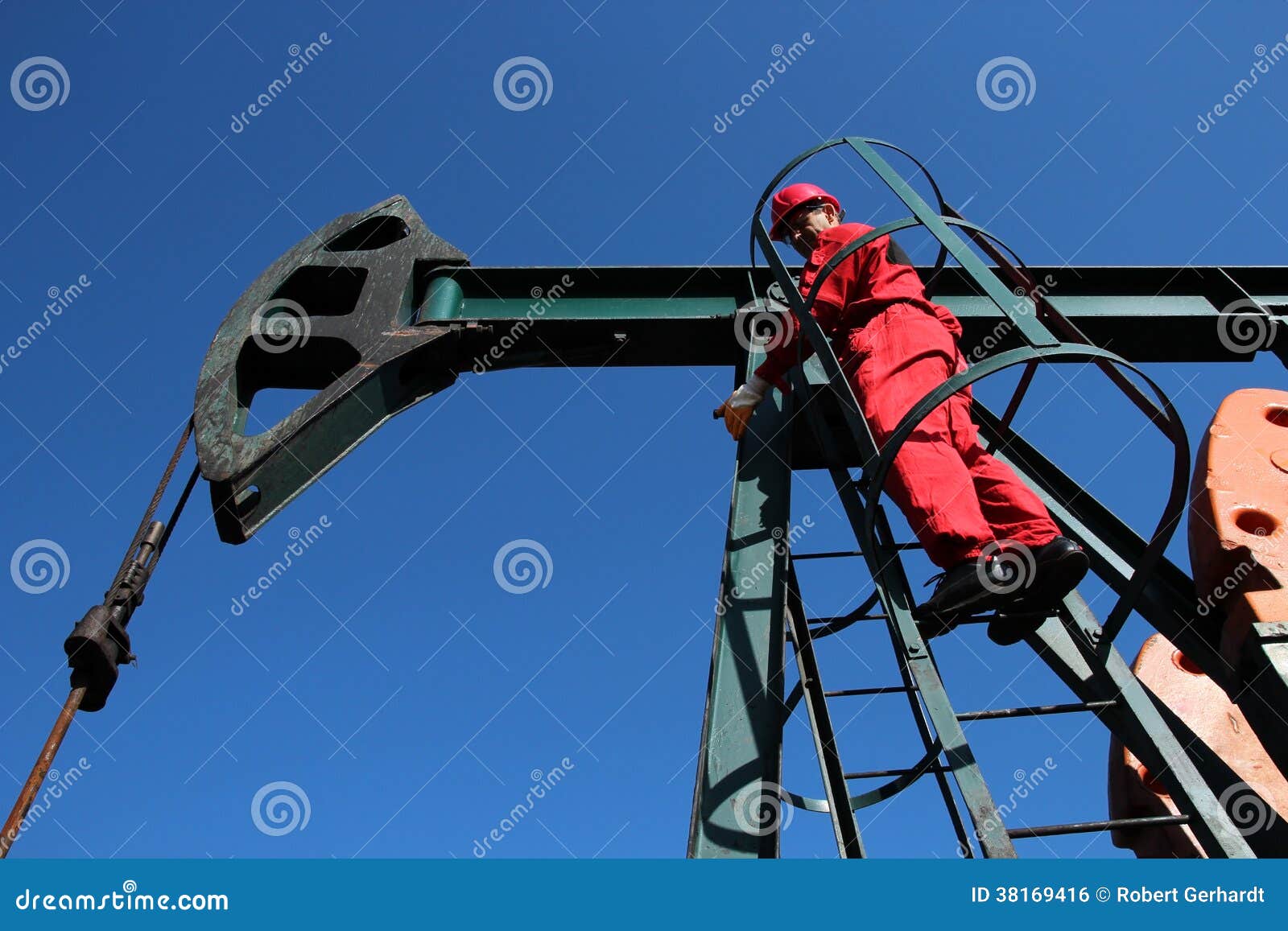 Oil Pump Jack Service Technician Stock Photo Image of petroleum