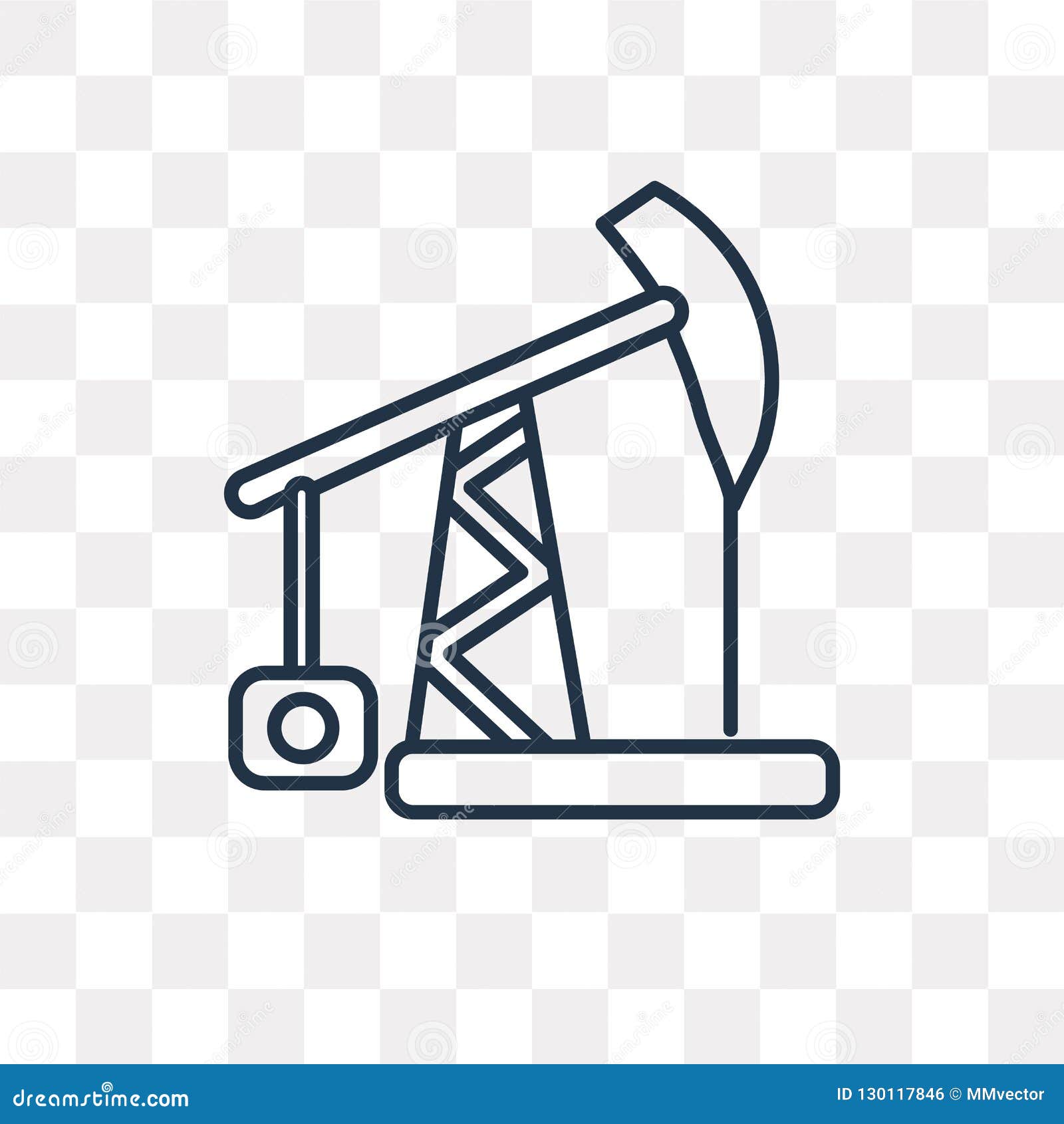 Pump Jack Vector Icon Isolated On Transparent Background, Linear Stock