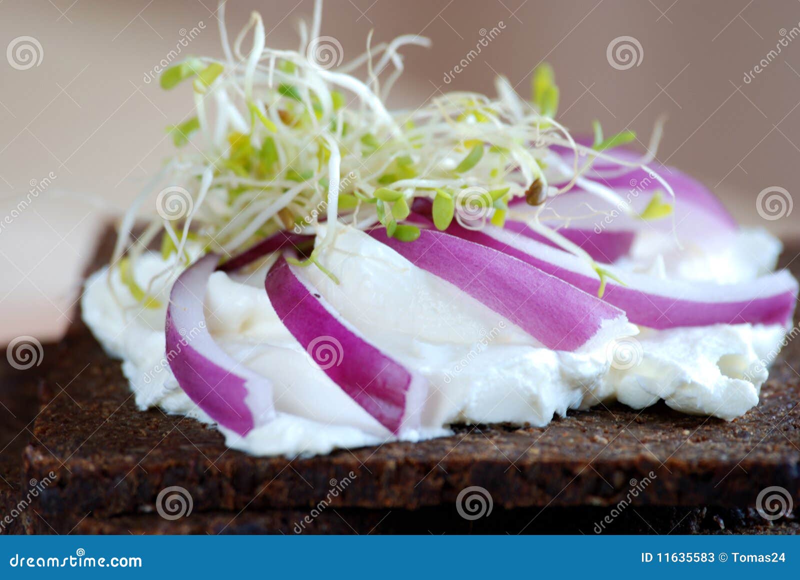 Pumpernickel and Cream Cheese Sandwich Stock Image Image of cress, cream 11635583