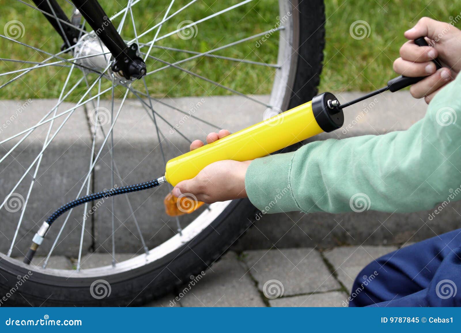 pumping bicycle tire
