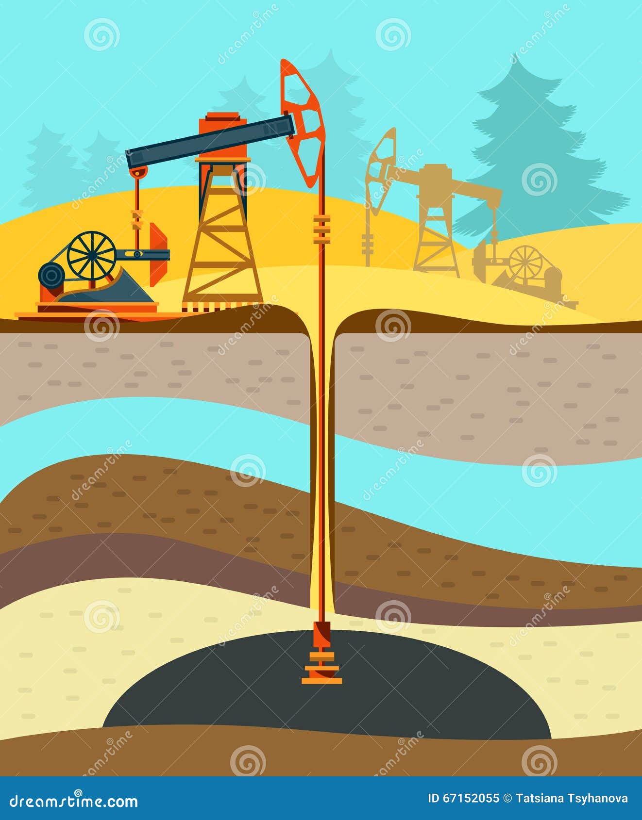 Pumpjack, Arbeitsöl-Pumpen Und Ölplattform, Öl-Pumpe,  Mineralölindustrieplakat Vektor Abbildung - Illustration von energie, rohr:  67152055