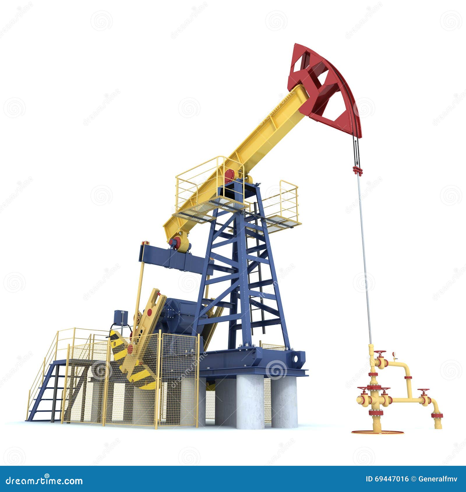 Pumpjack(oil Derrick) on a White (3d Render) Stock Illustration
