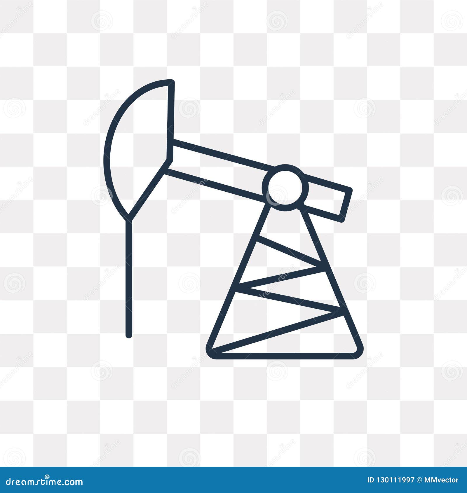 Pumpjack Vector Icon On Transparent Background, Linear CartoonDealer
